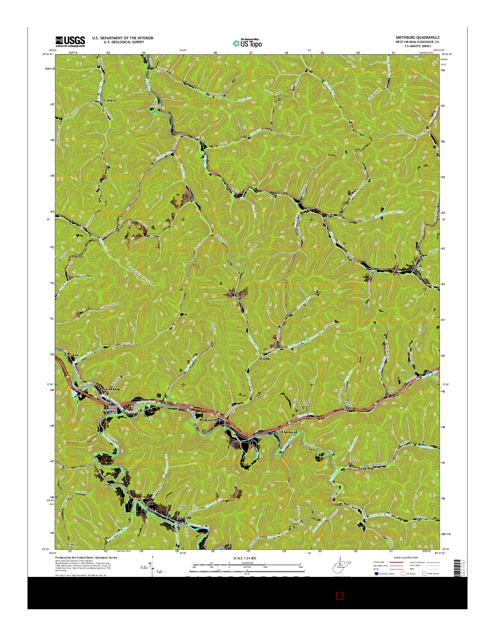 USGS US TOPO 7.5-MINUTE MAP FOR SMITHBURG, WV 2016