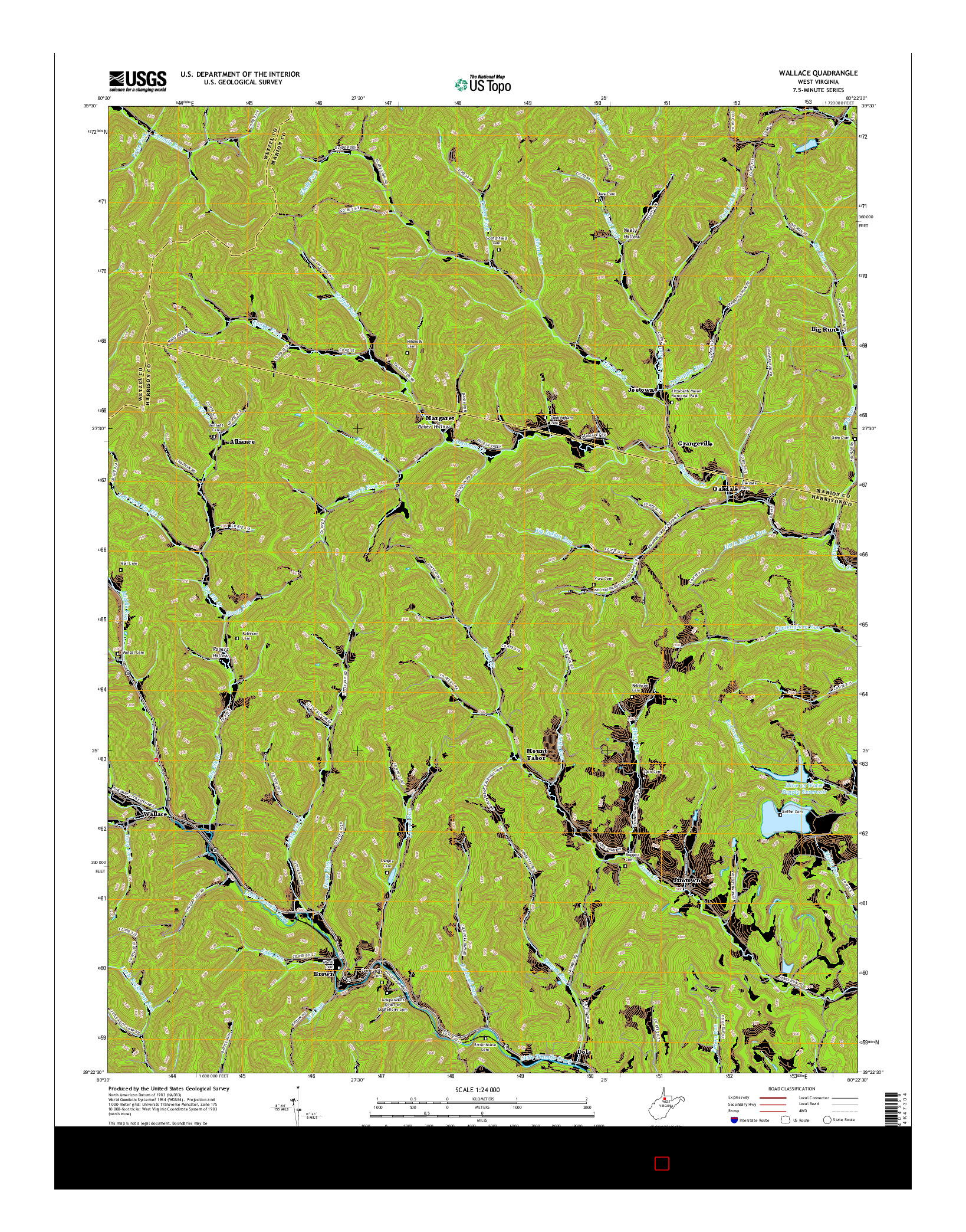 USGS US TOPO 7.5-MINUTE MAP FOR WALLACE, WV 2016