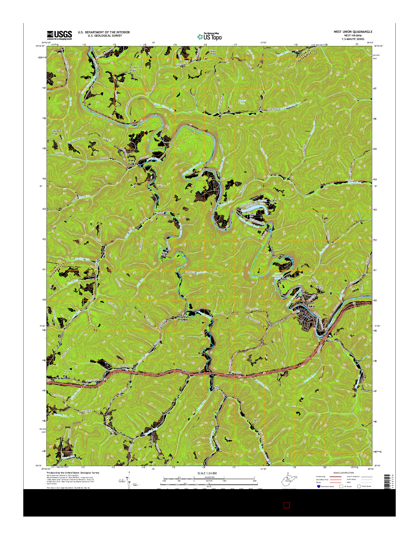 USGS US TOPO 7.5-MINUTE MAP FOR WEST UNION, WV 2016