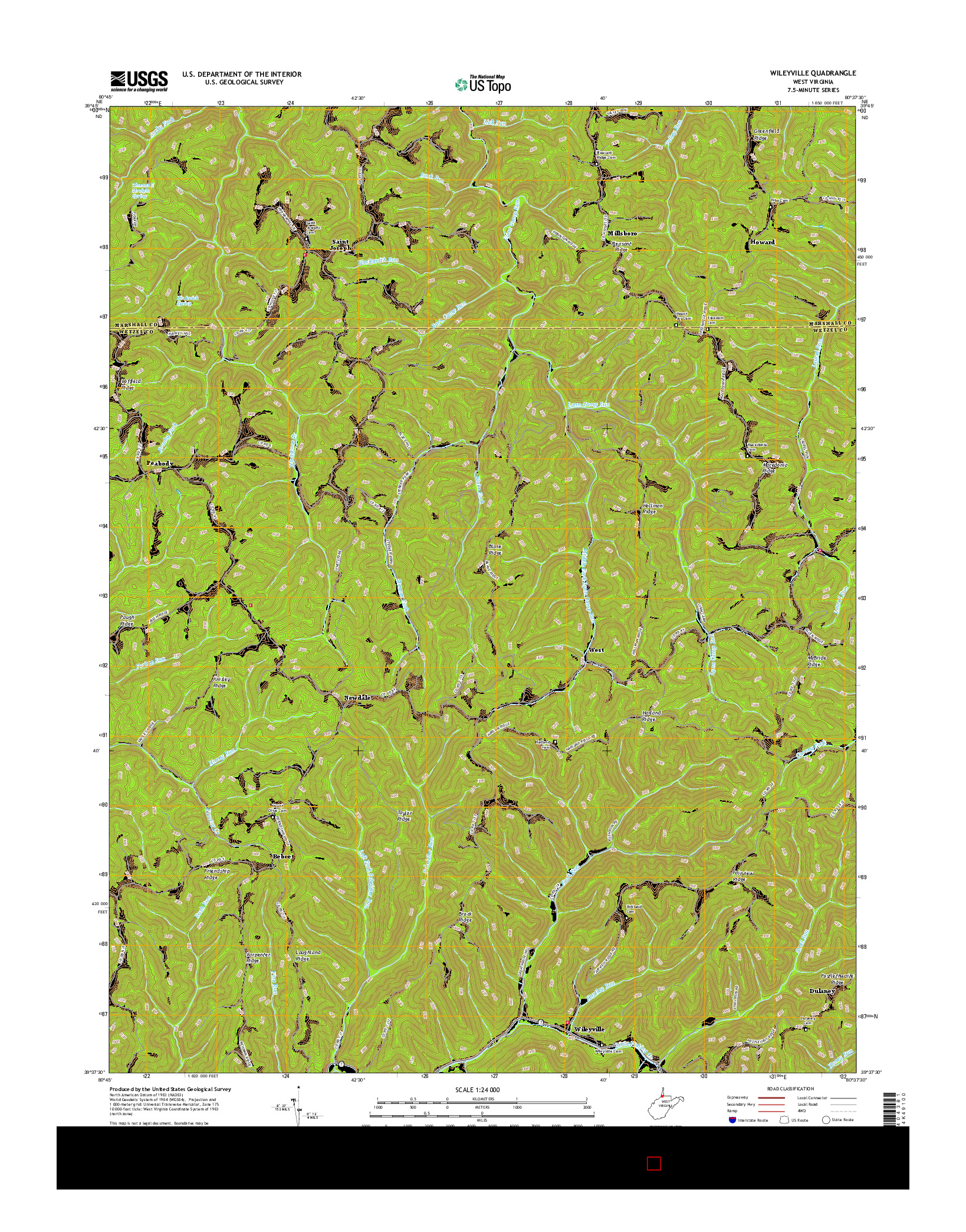 USGS US TOPO 7.5-MINUTE MAP FOR WILEYVILLE, WV 2016