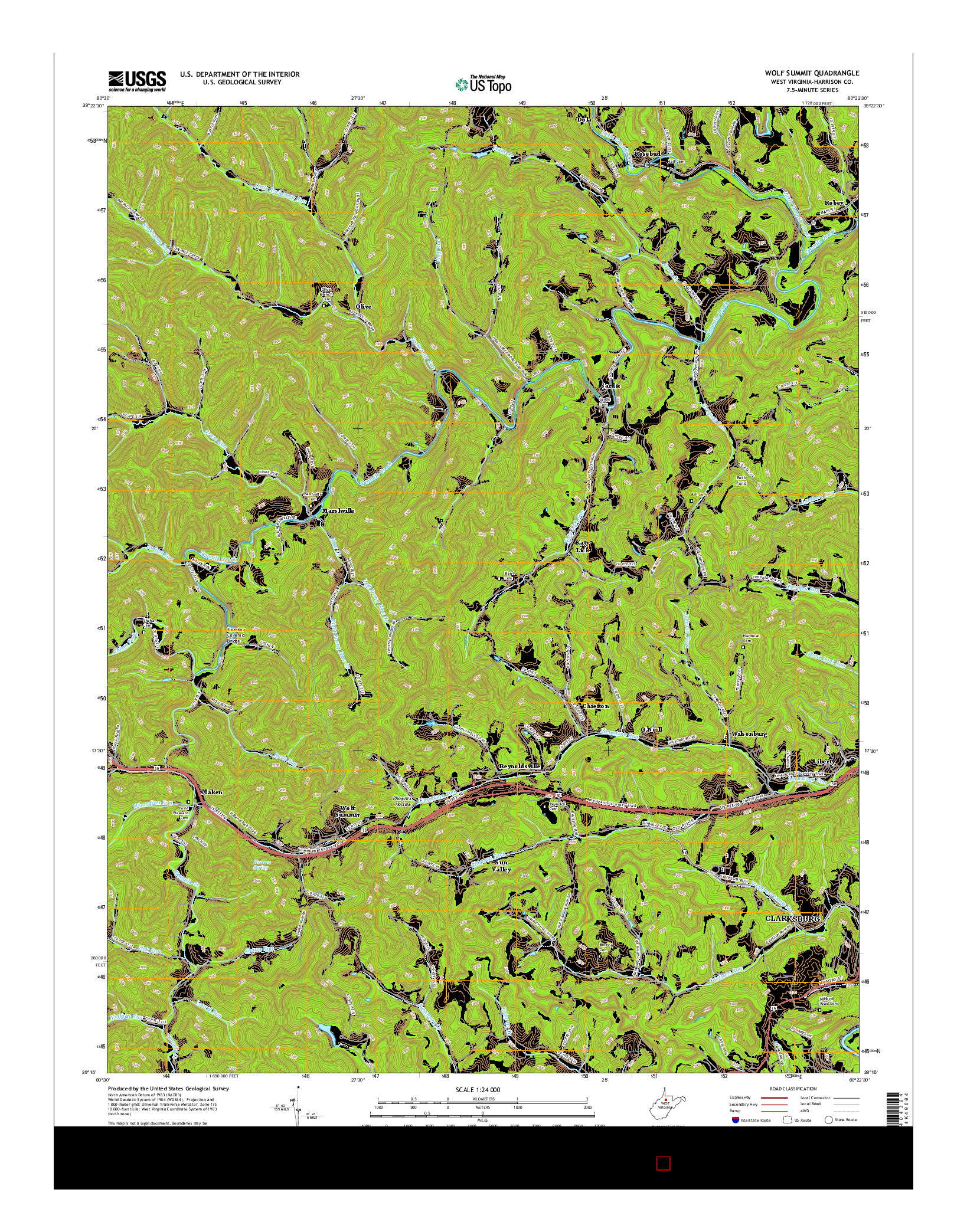 USGS US TOPO 7.5-MINUTE MAP FOR WOLF SUMMIT, WV 2016