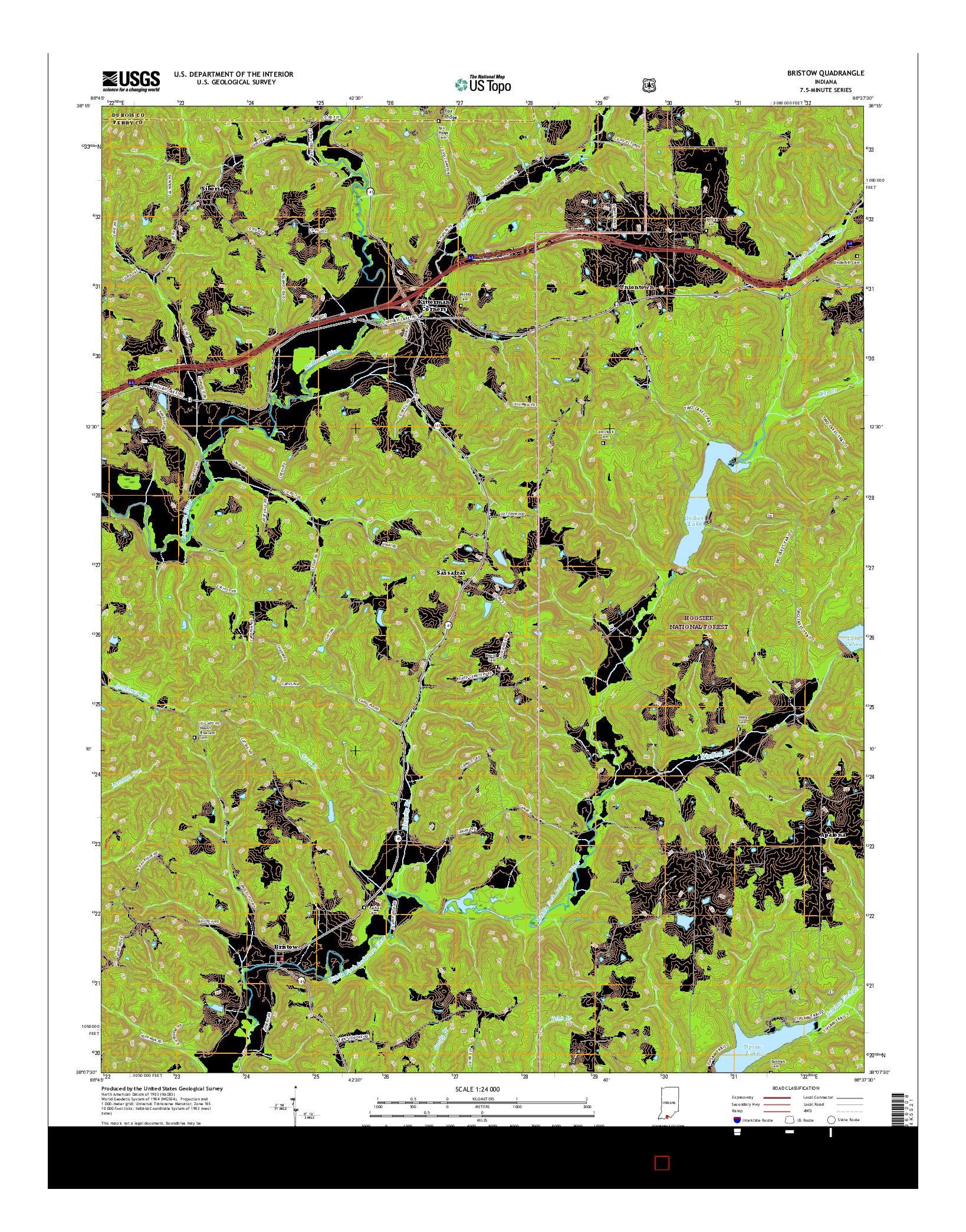 USGS US TOPO 7.5-MINUTE MAP FOR BRISTOW, IN 2016