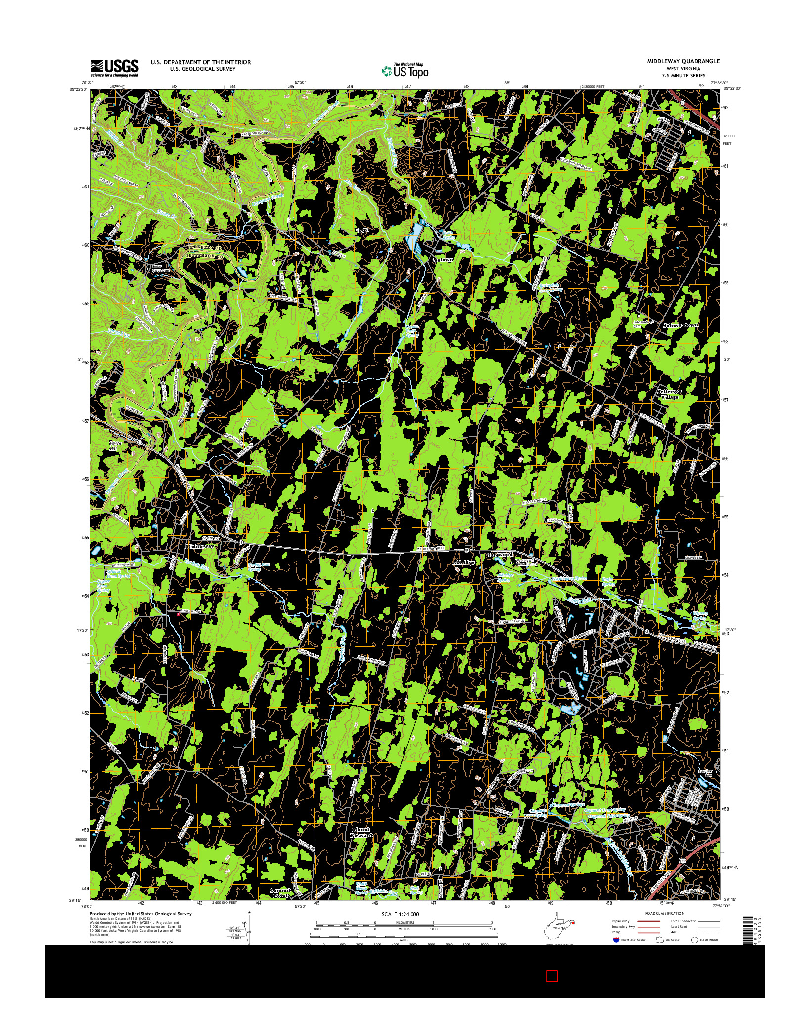 USGS US TOPO 7.5-MINUTE MAP FOR MIDDLEWAY, WV 2016