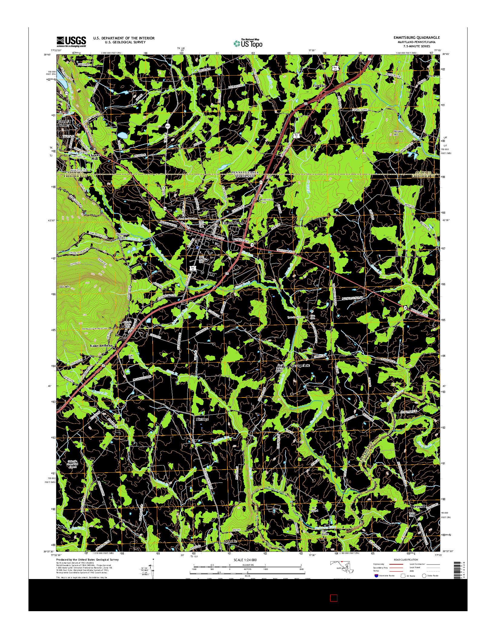 USGS US TOPO 7.5-MINUTE MAP FOR EMMITSBURG, MD-PA 2016