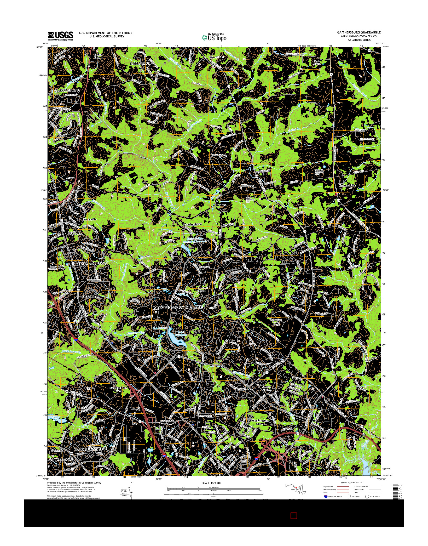 USGS US TOPO 7.5-MINUTE MAP FOR GAITHERSBURG, MD 2016