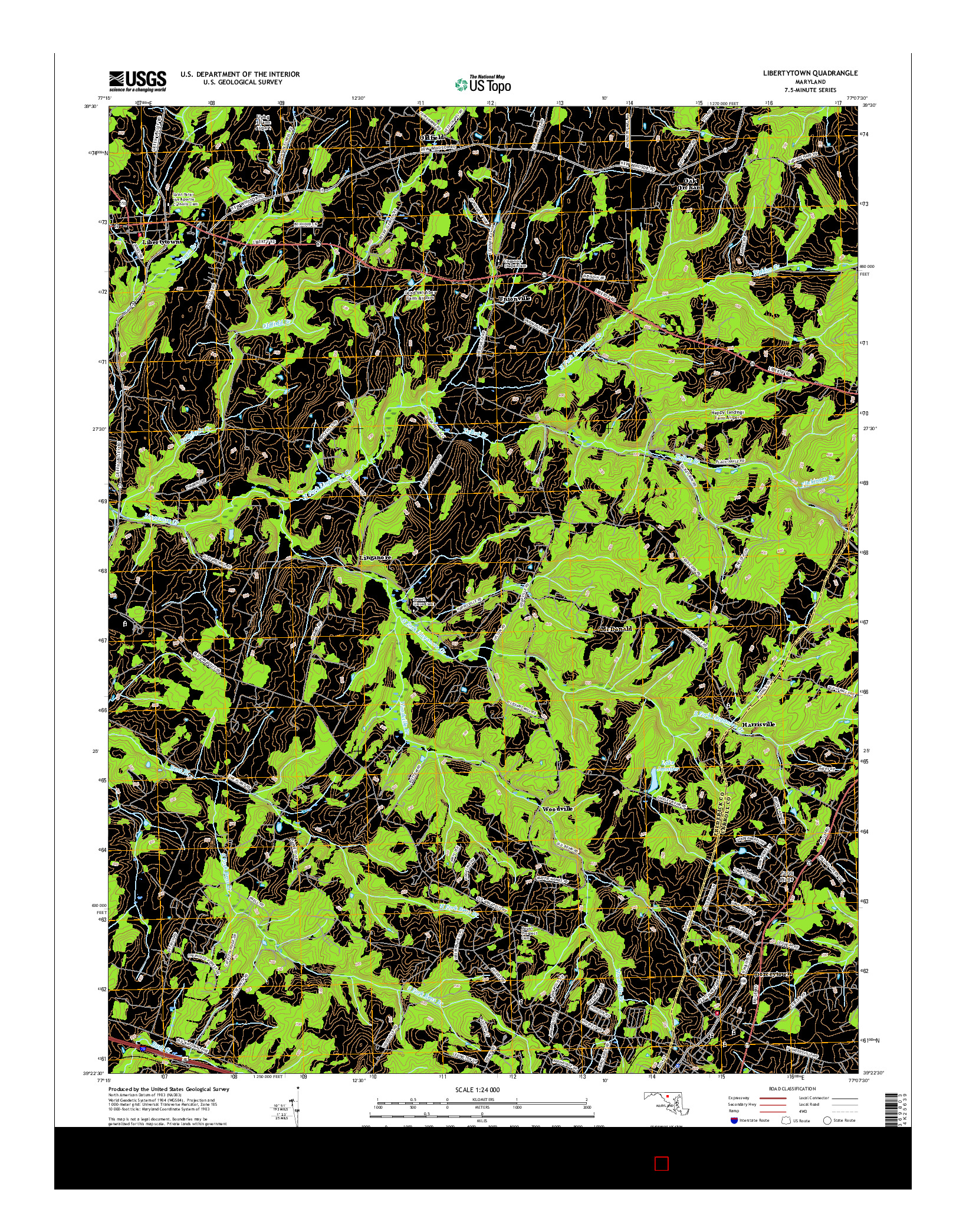 USGS US TOPO 7.5-MINUTE MAP FOR LIBERTYTOWN, MD 2016