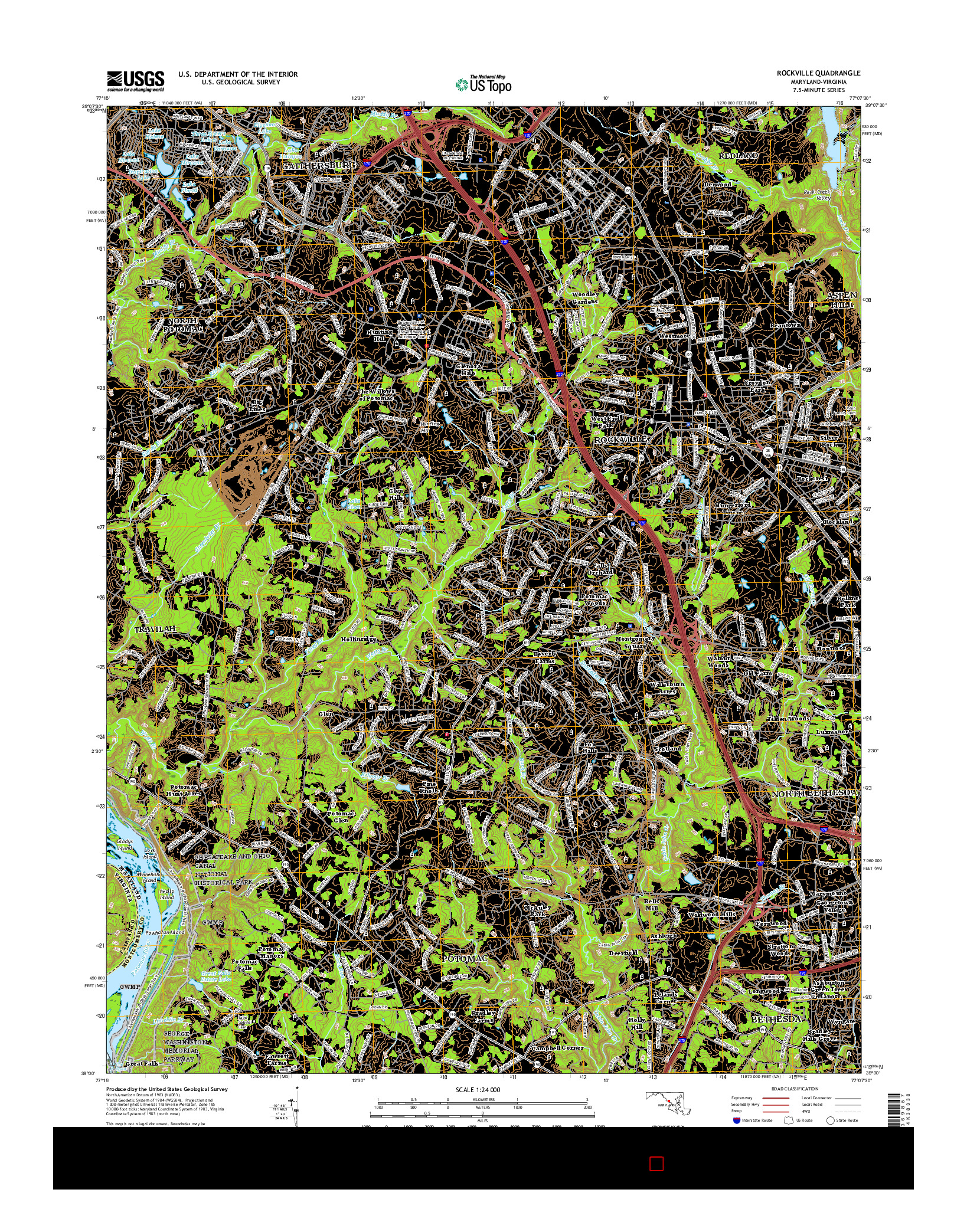 USGS US TOPO 7.5-MINUTE MAP FOR ROCKVILLE, MD-VA 2016