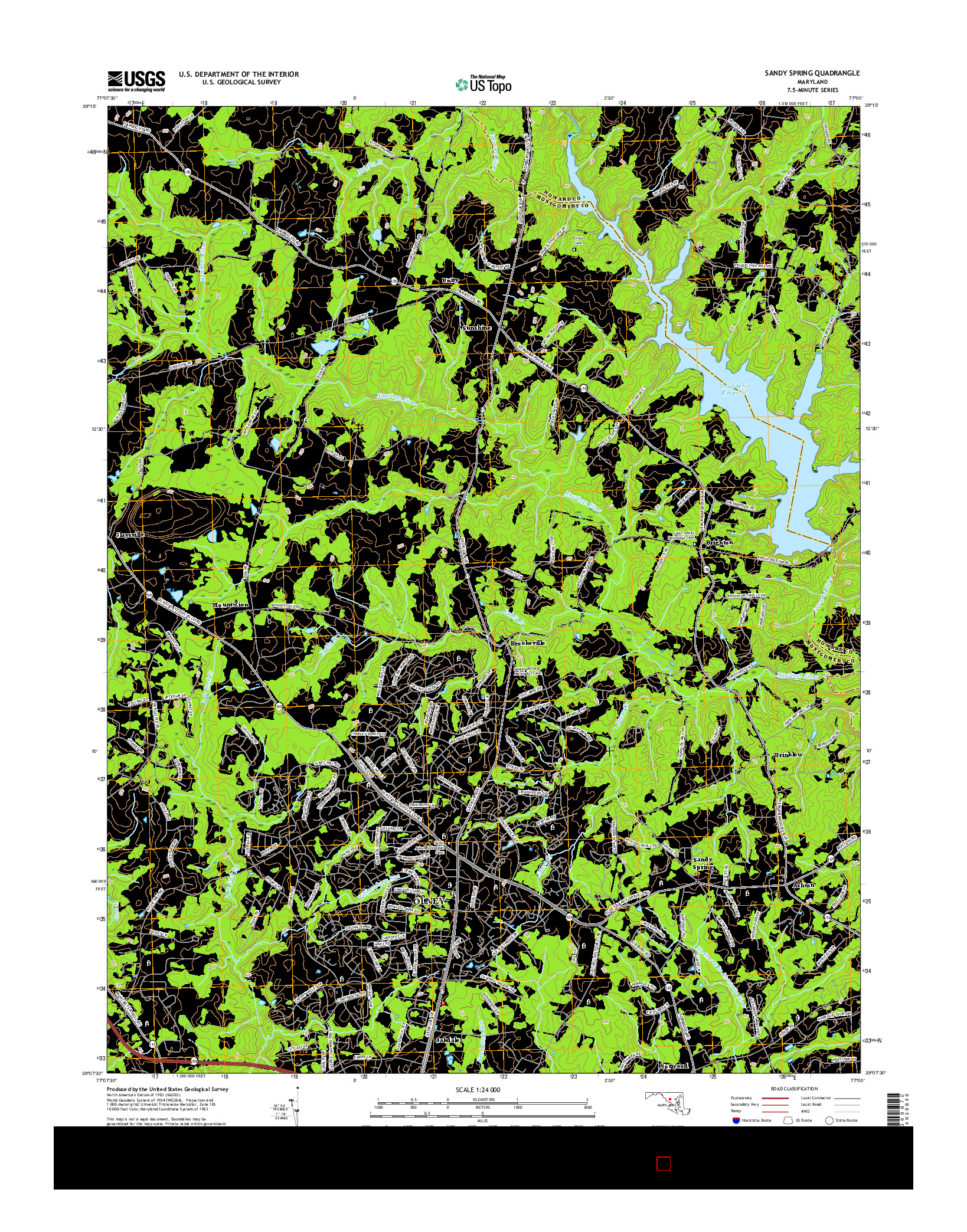 USGS US TOPO 7.5-MINUTE MAP FOR SANDY SPRING, MD 2016