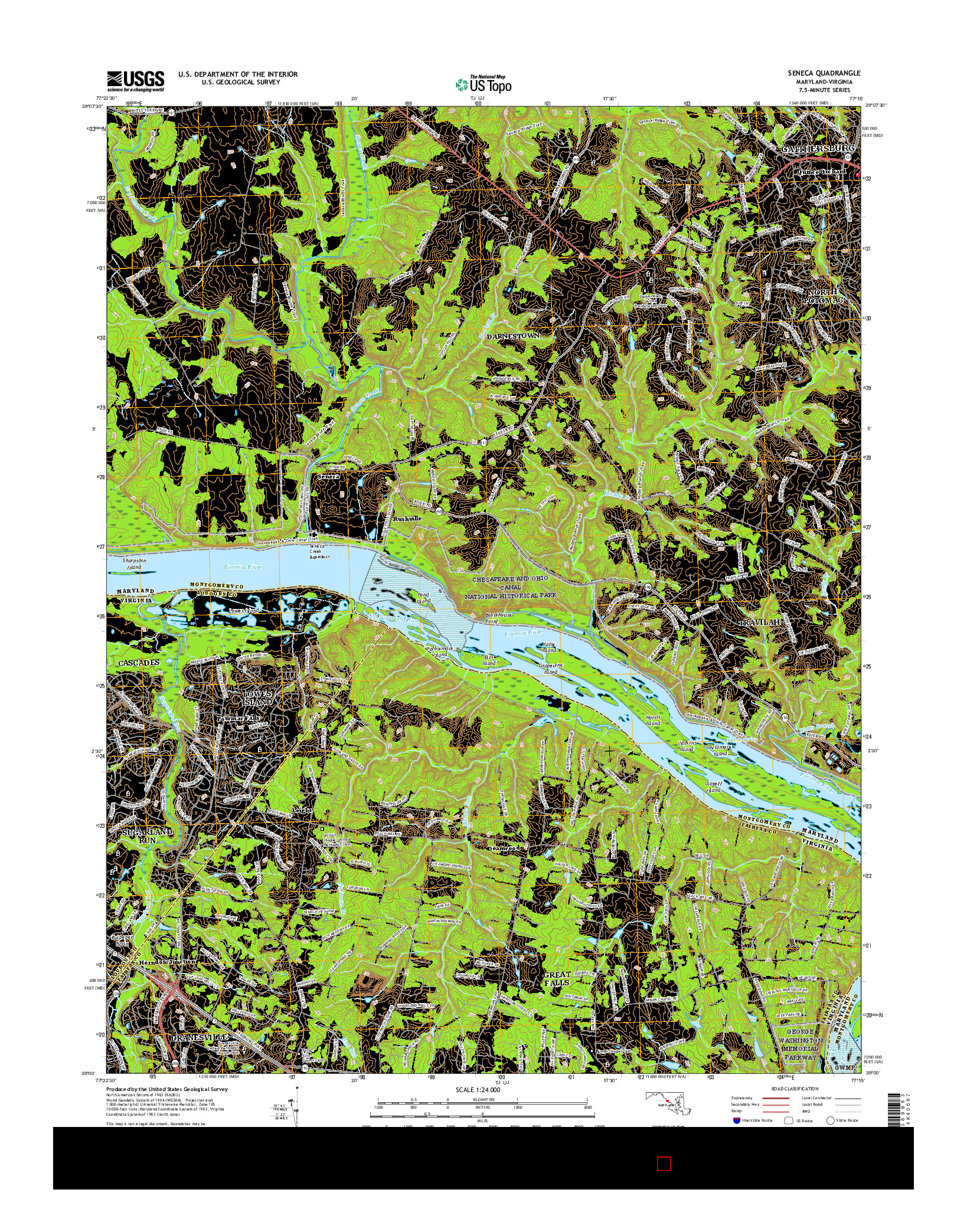 USGS US TOPO 7.5-MINUTE MAP FOR SENECA, MD-VA 2016