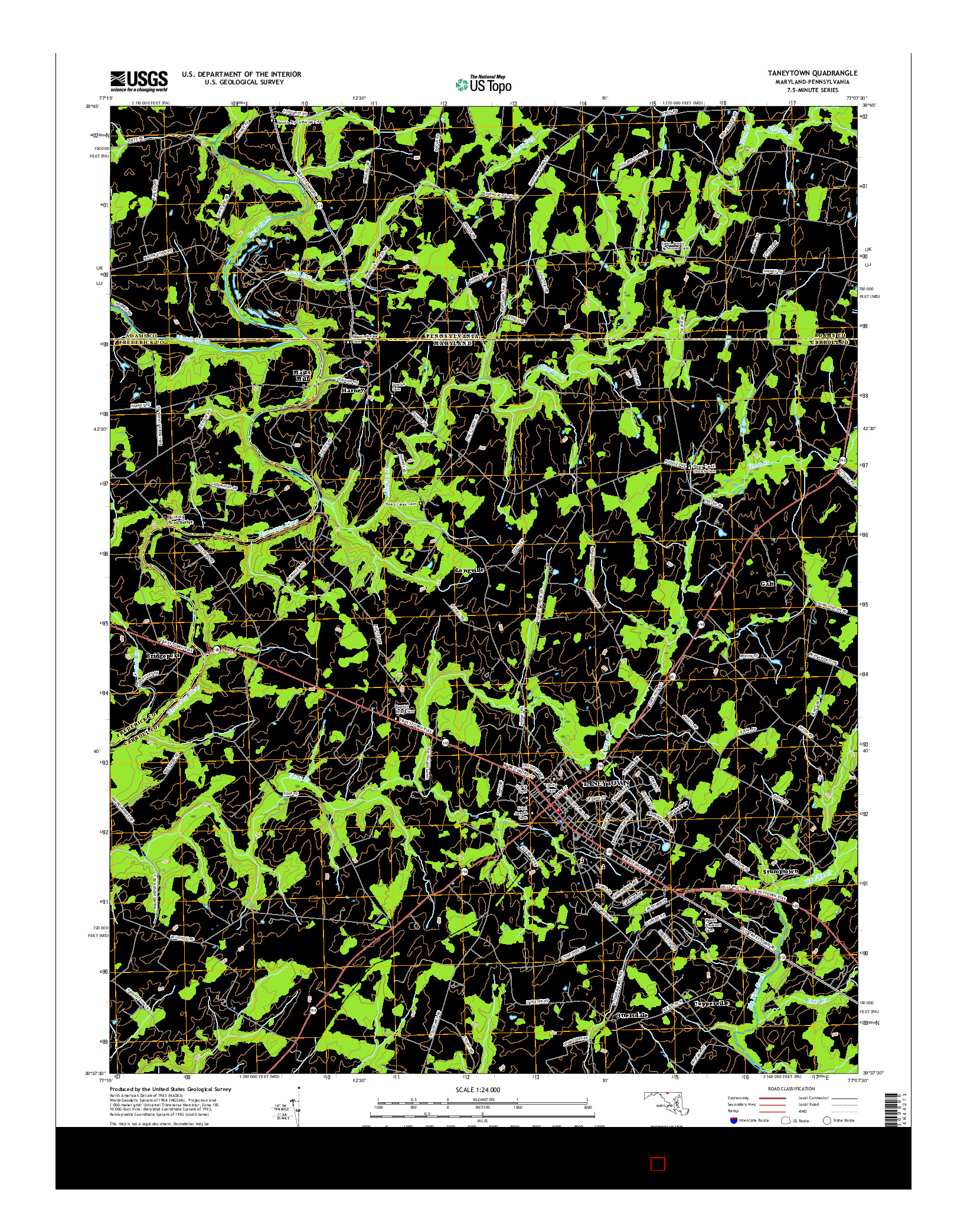 USGS US TOPO 7.5-MINUTE MAP FOR TANEYTOWN, MD-PA 2016