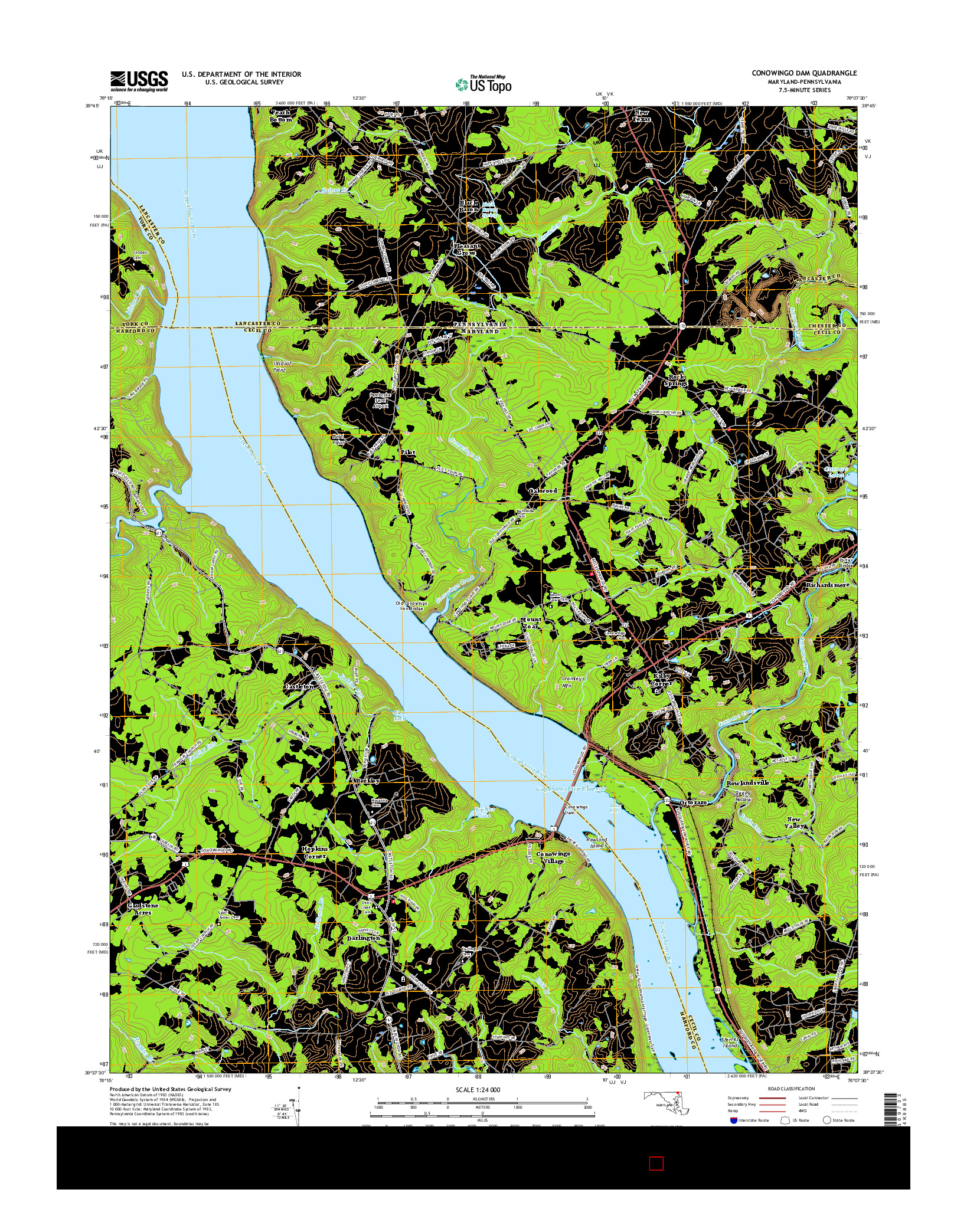 USGS US TOPO 7.5-MINUTE MAP FOR CONOWINGO DAM, MD-PA 2016