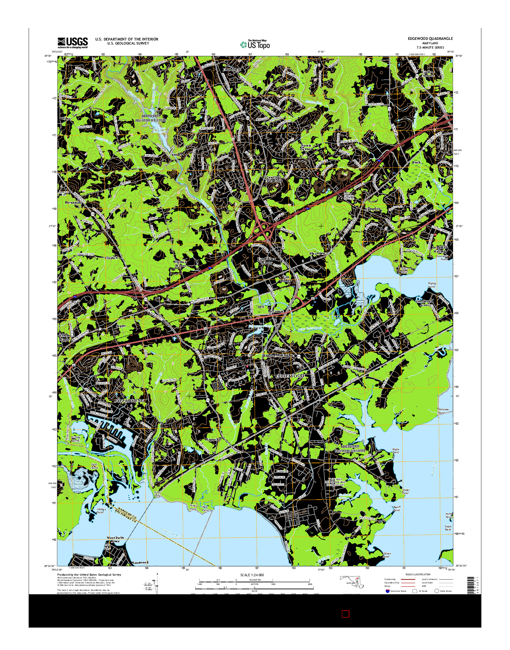 USGS US TOPO 7.5-MINUTE MAP FOR EDGEWOOD, MD 2016
