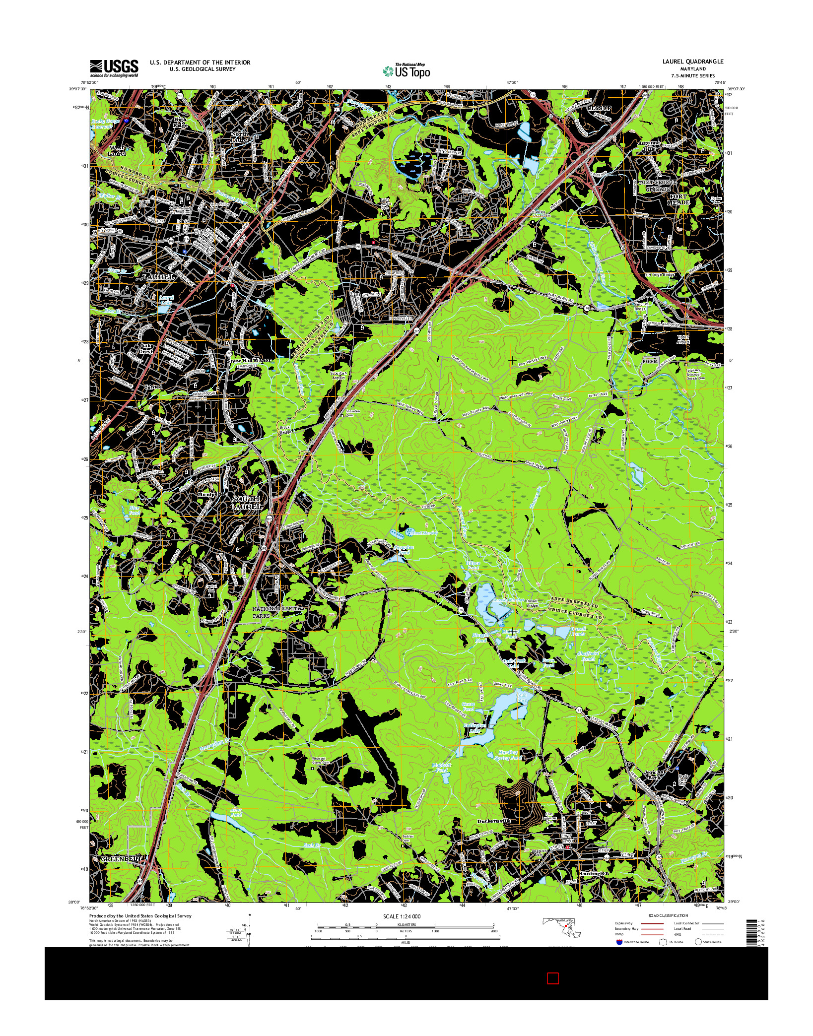 USGS US TOPO 7.5-MINUTE MAP FOR LAUREL, MD 2016
