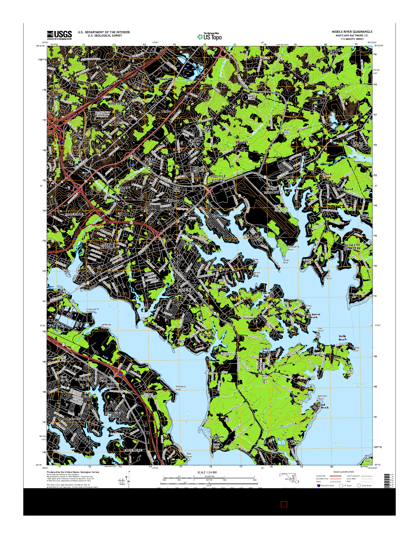 USGS US TOPO 7.5-MINUTE MAP FOR MIDDLE RIVER, MD 2016