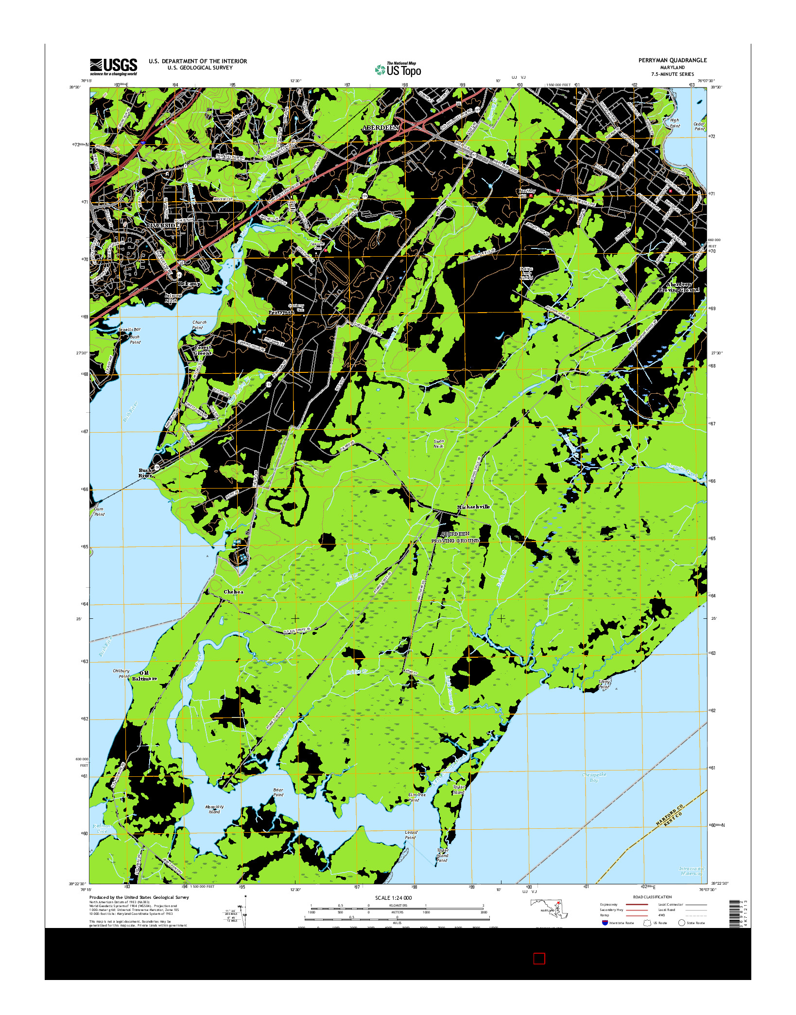 USGS US TOPO 7.5-MINUTE MAP FOR PERRYMAN, MD 2016