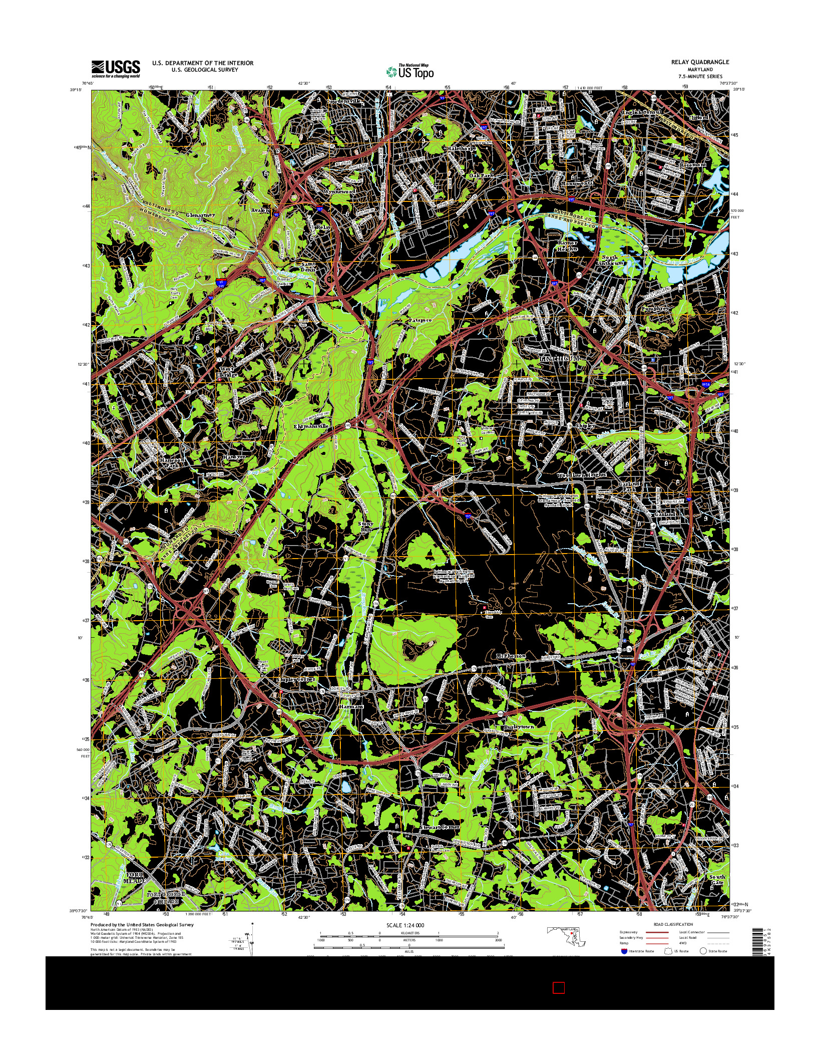 USGS US TOPO 7.5-MINUTE MAP FOR RELAY, MD 2016