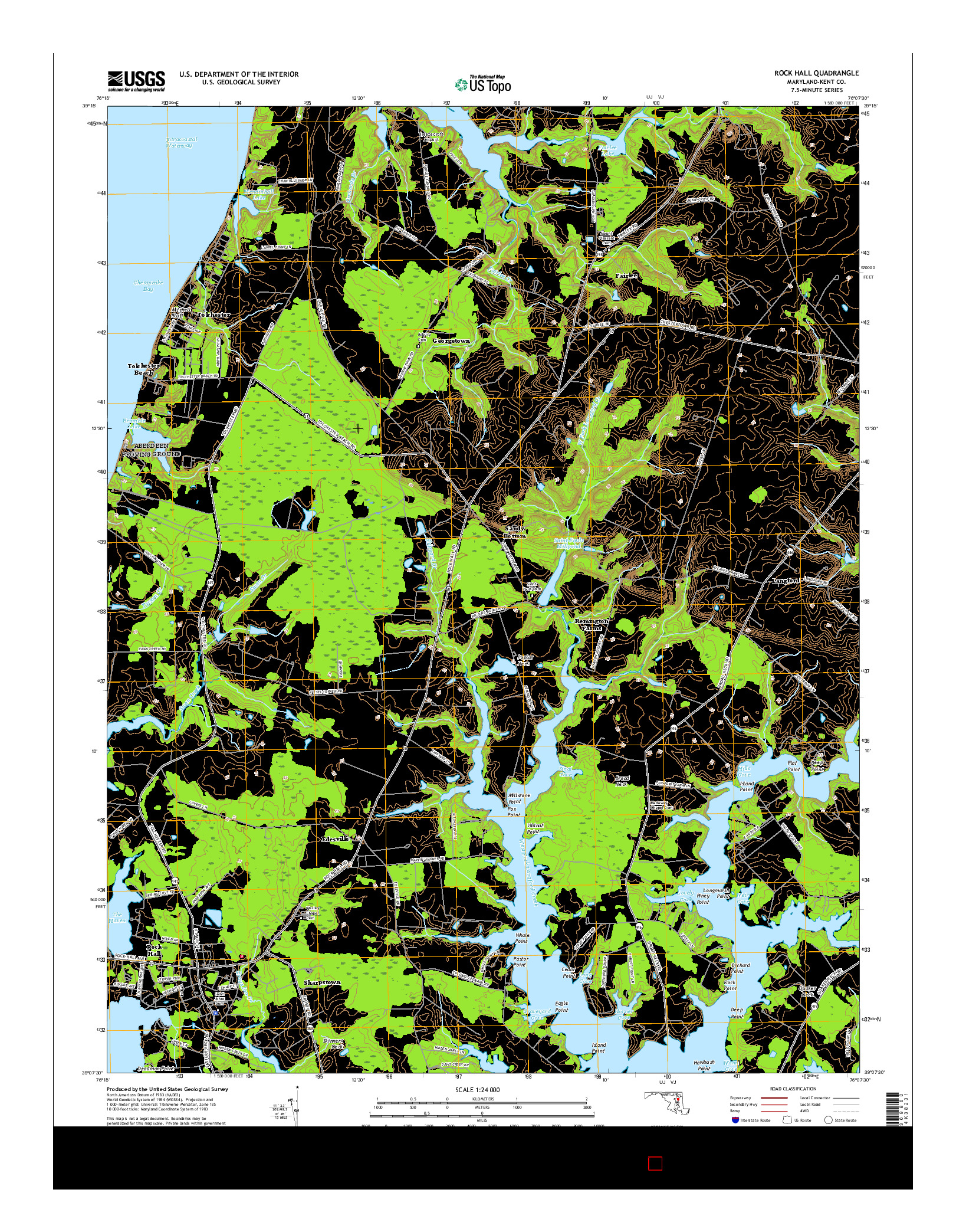 USGS US TOPO 7.5-MINUTE MAP FOR ROCK HALL, MD 2016