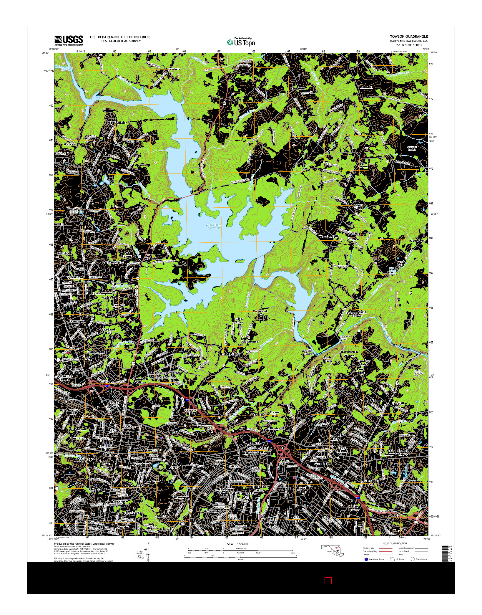 USGS US TOPO 7.5-MINUTE MAP FOR TOWSON, MD 2016