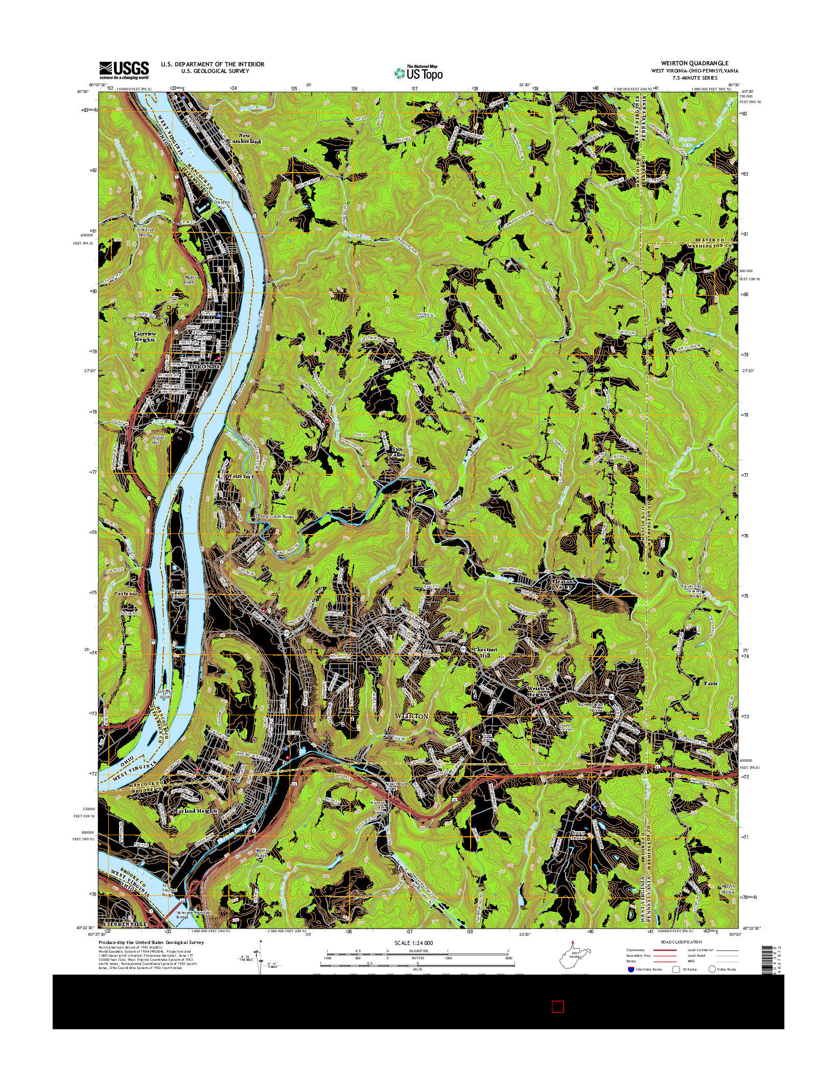 USGS US TOPO 7.5-MINUTE MAP FOR WEIRTON, WV-OH-PA 2016