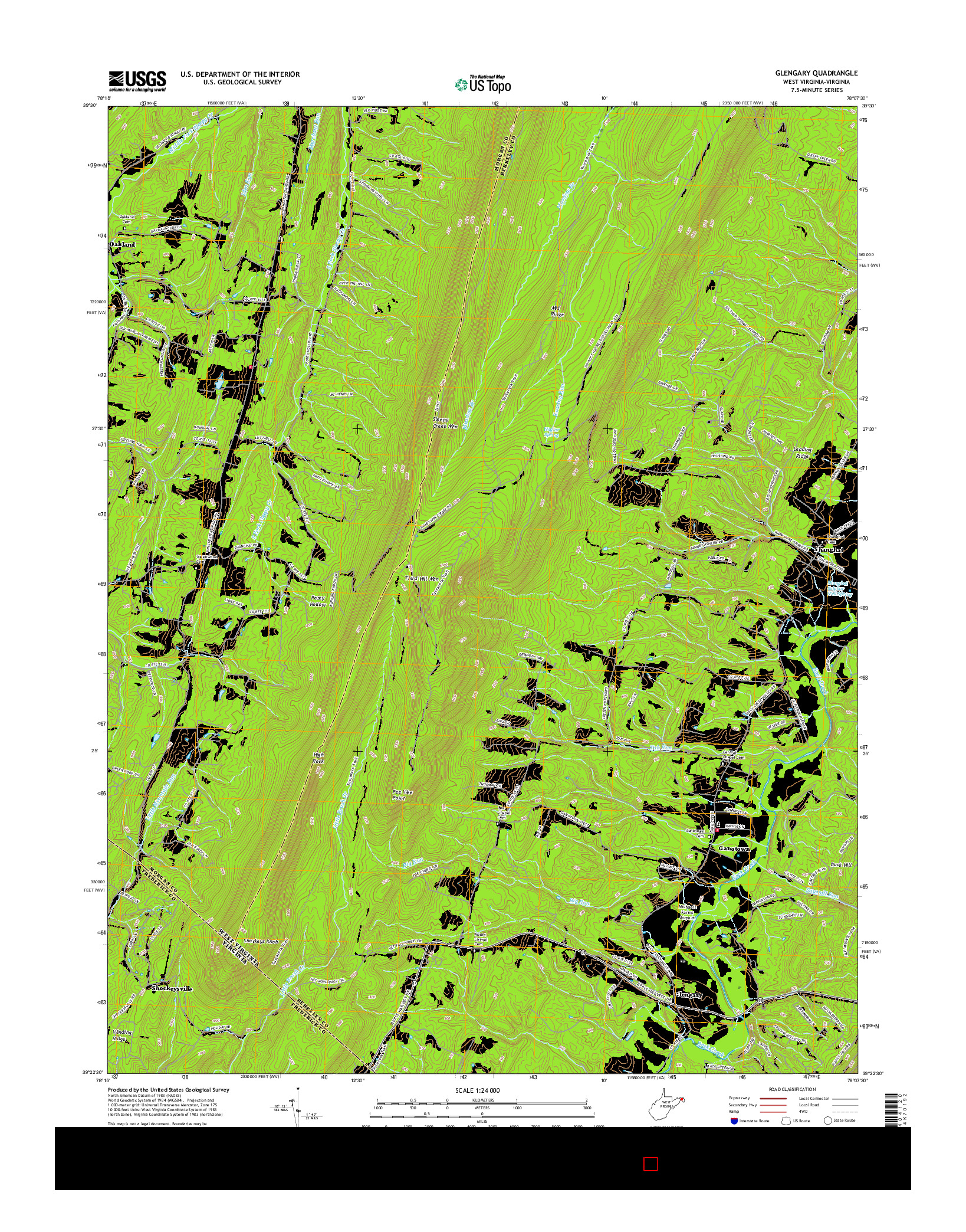 USGS US TOPO 7.5-MINUTE MAP FOR GLENGARY, WV-VA 2016