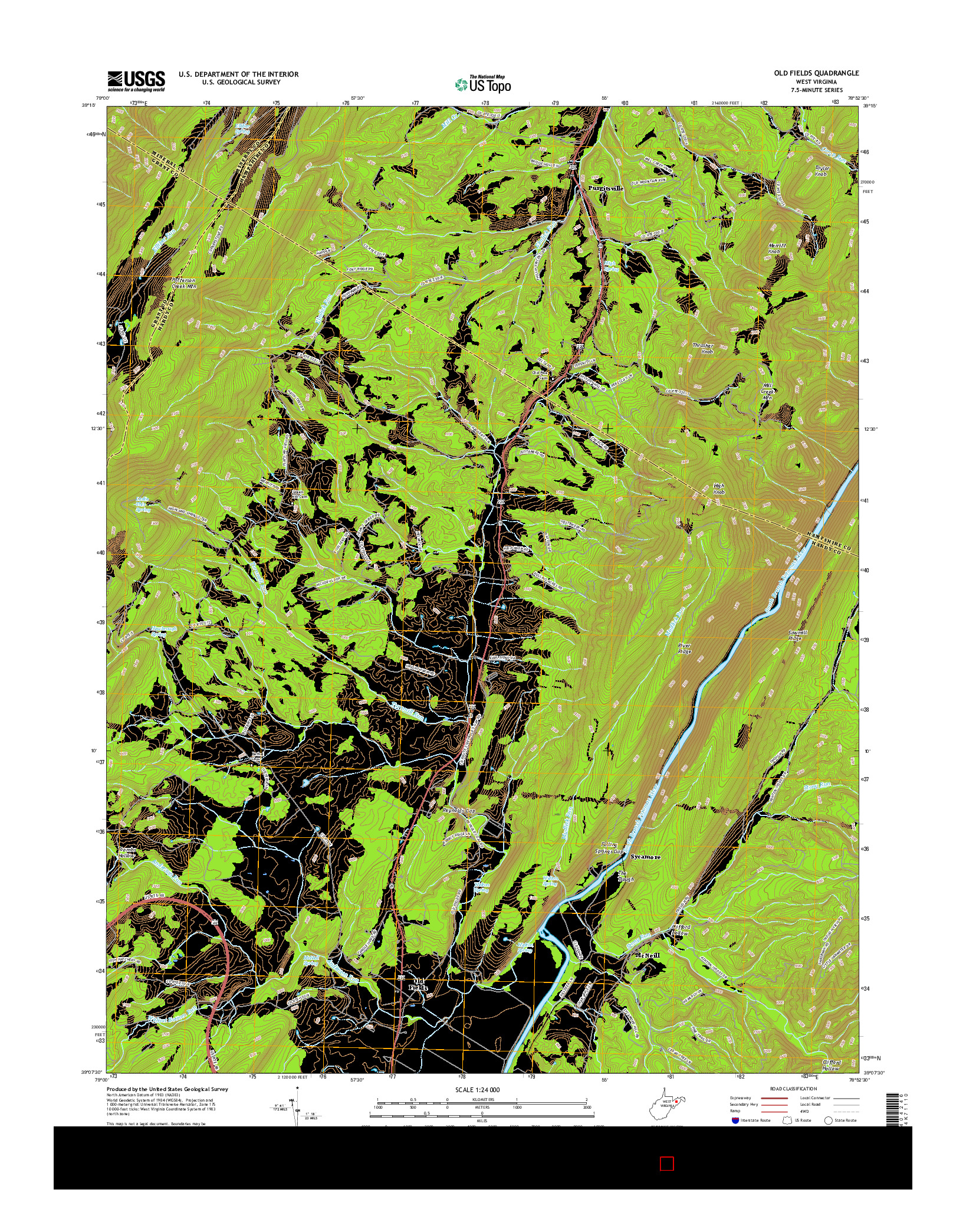 USGS US TOPO 7.5-MINUTE MAP FOR OLD FIELDS, WV 2016