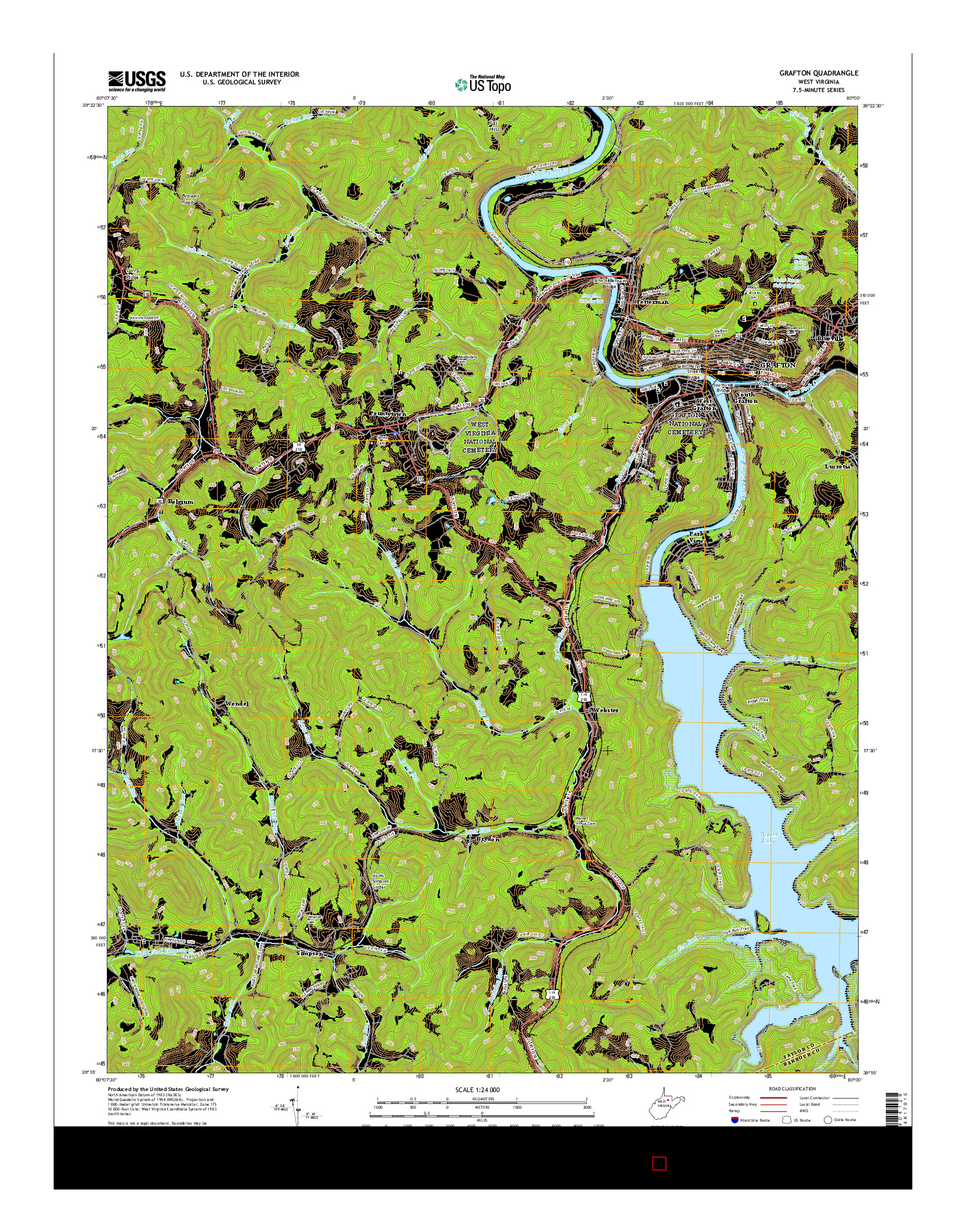 USGS US TOPO 7.5-MINUTE MAP FOR GRAFTON, WV 2016