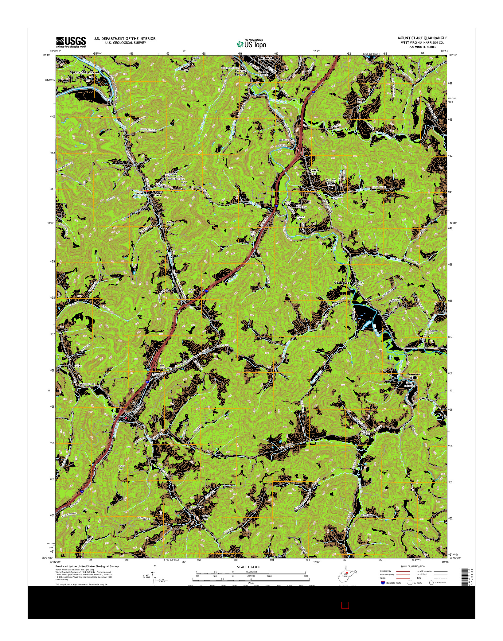 USGS US TOPO 7.5-MINUTE MAP FOR MOUNT CLARE, WV 2016