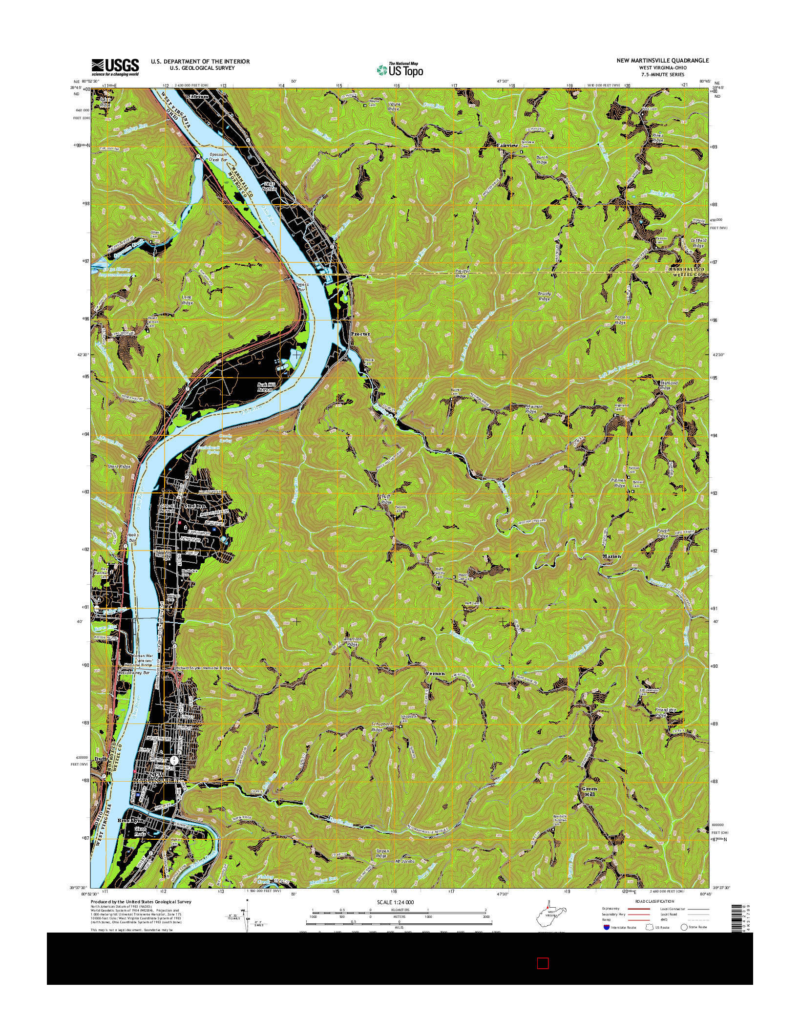 USGS US TOPO 7.5-MINUTE MAP FOR NEW MARTINSVILLE, WV-OH 2016