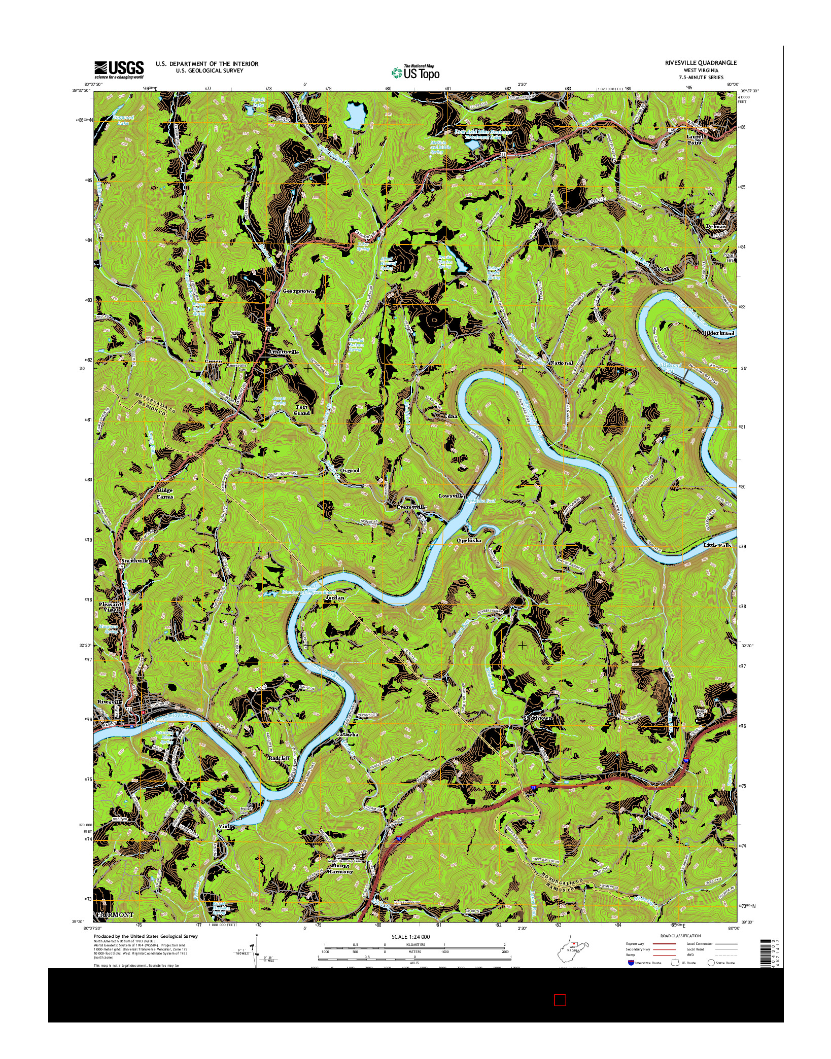 USGS US TOPO 7.5-MINUTE MAP FOR RIVESVILLE, WV 2016