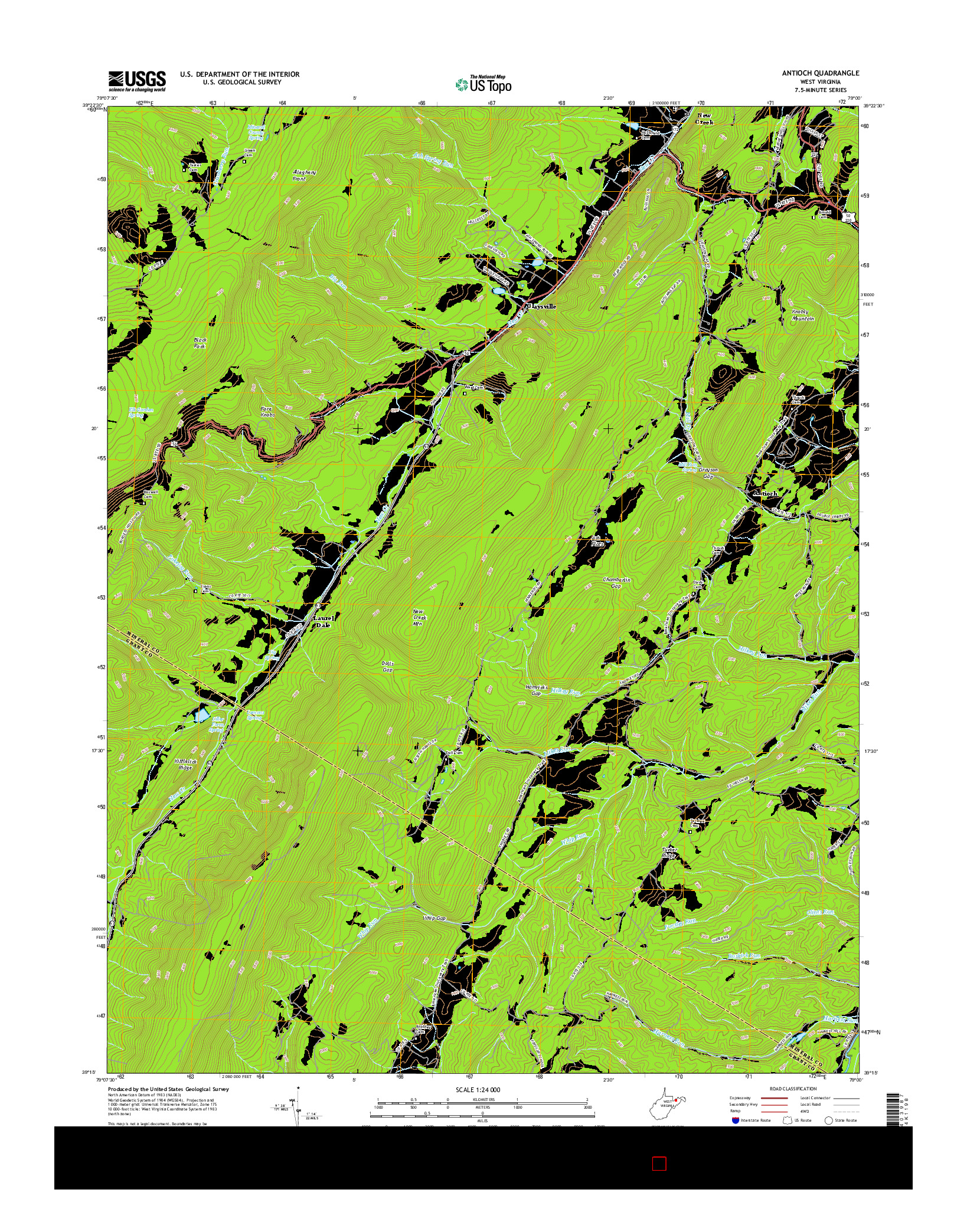 USGS US TOPO 7.5-MINUTE MAP FOR ANTIOCH, WV 2016