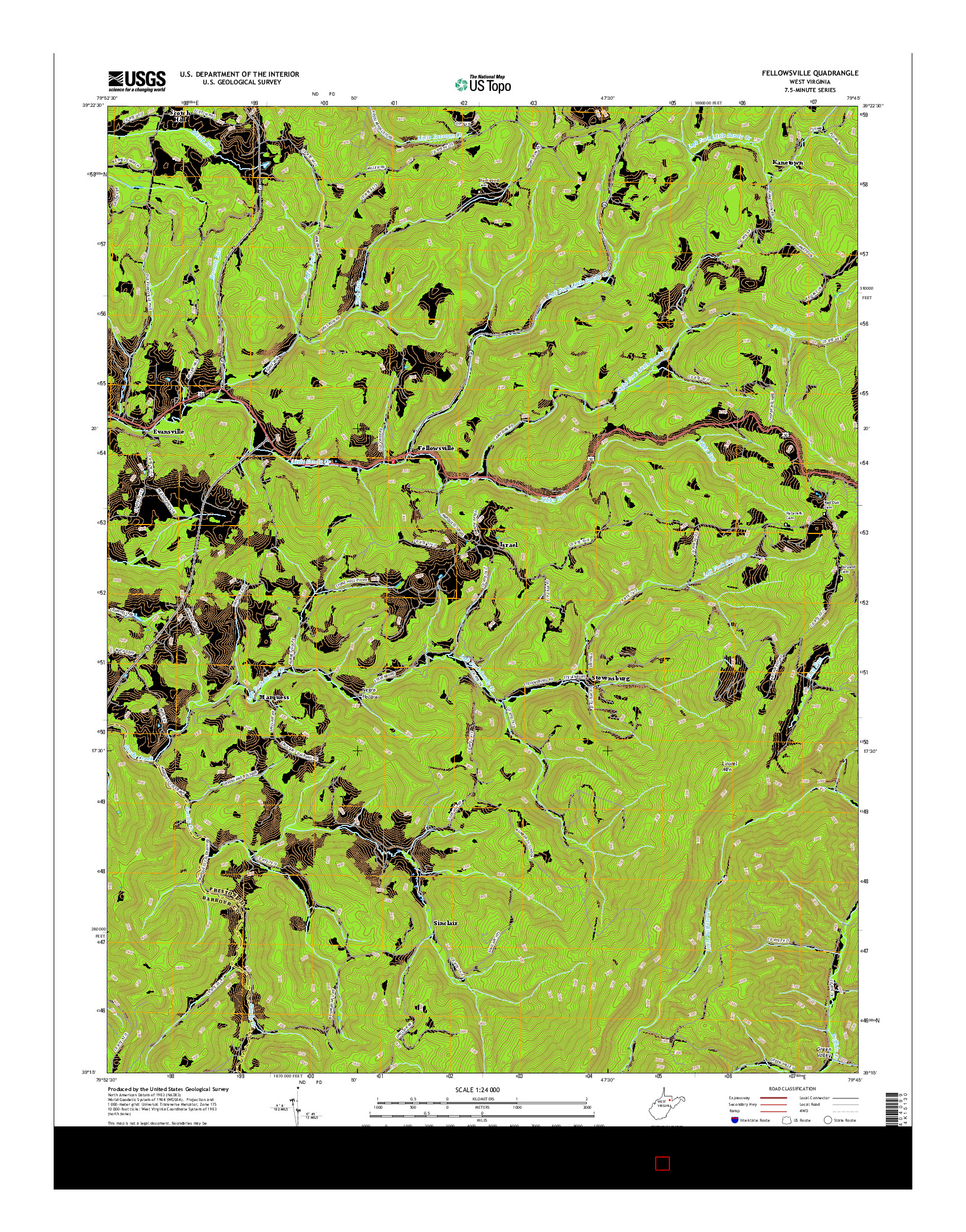 USGS US TOPO 7.5-MINUTE MAP FOR FELLOWSVILLE, WV 2016