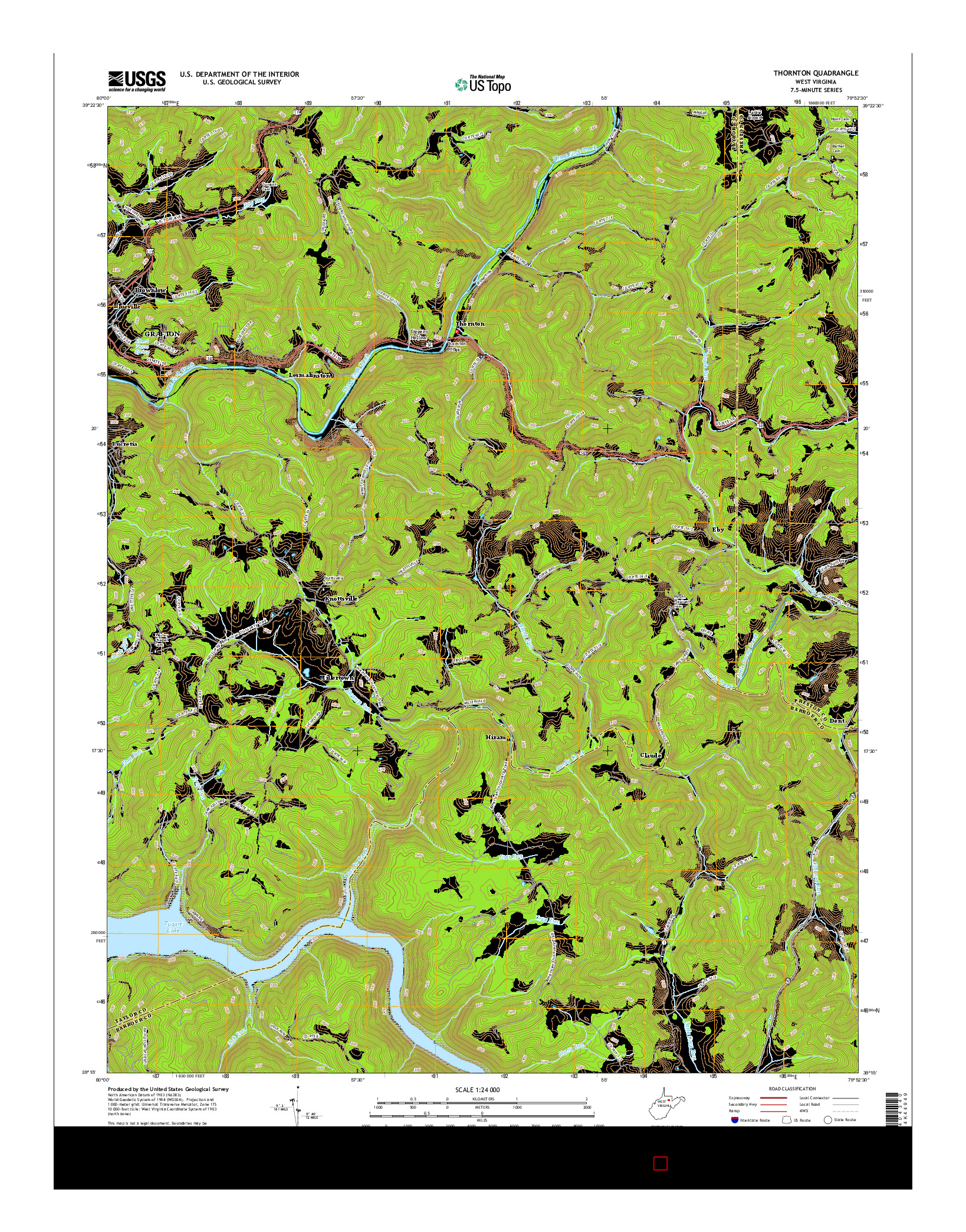 USGS US TOPO 7.5-MINUTE MAP FOR THORNTON, WV 2016
