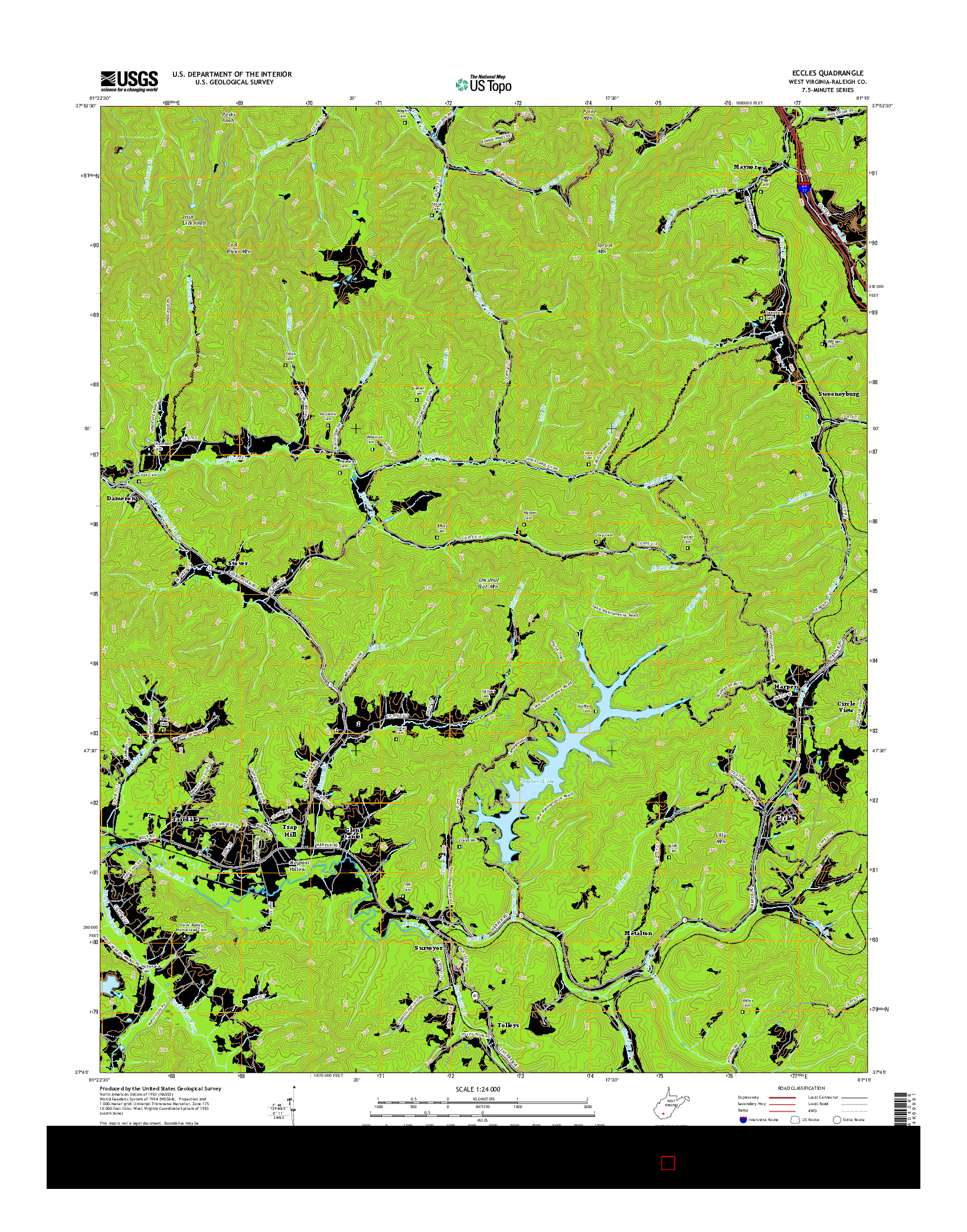 USGS US TOPO 7.5-MINUTE MAP FOR ECCLES, WV 2016