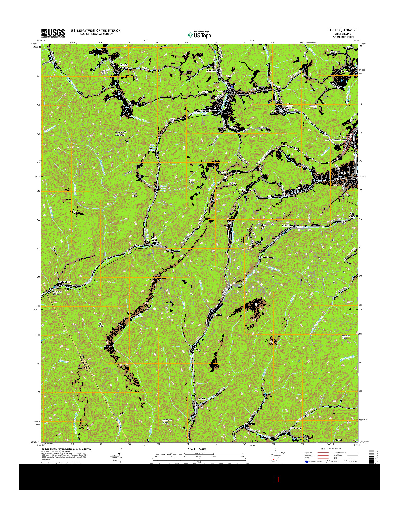 USGS US TOPO 7.5-MINUTE MAP FOR LESTER, WV 2016