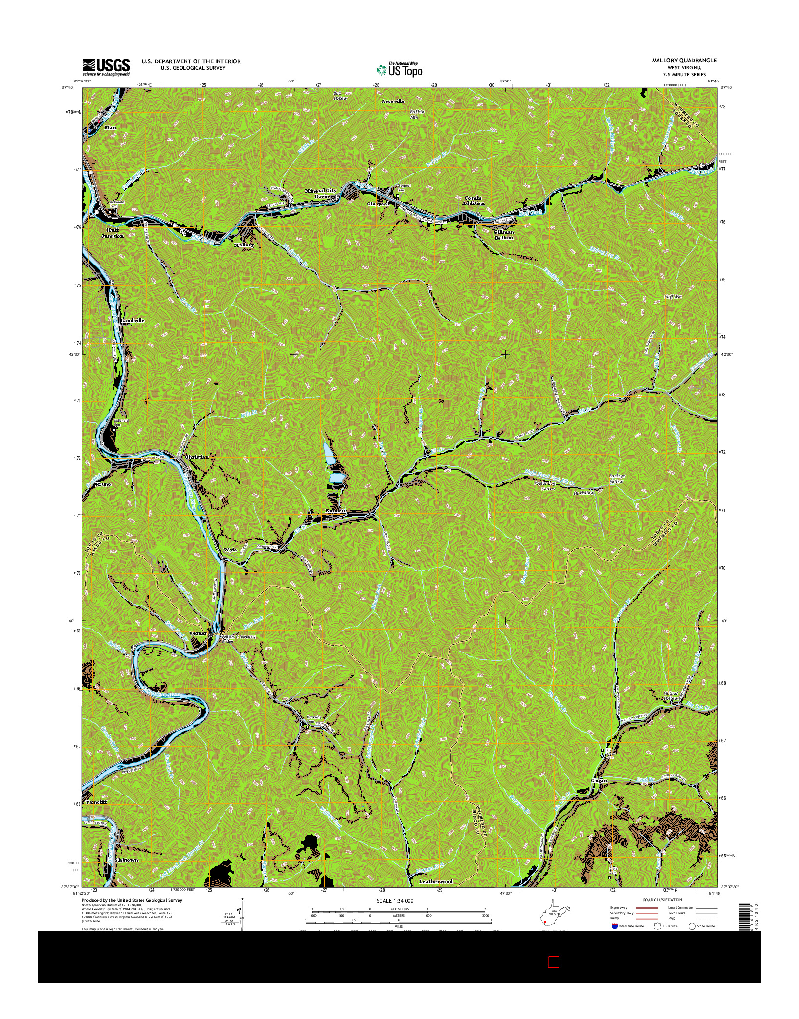 USGS US TOPO 7.5-MINUTE MAP FOR MALLORY, WV 2016