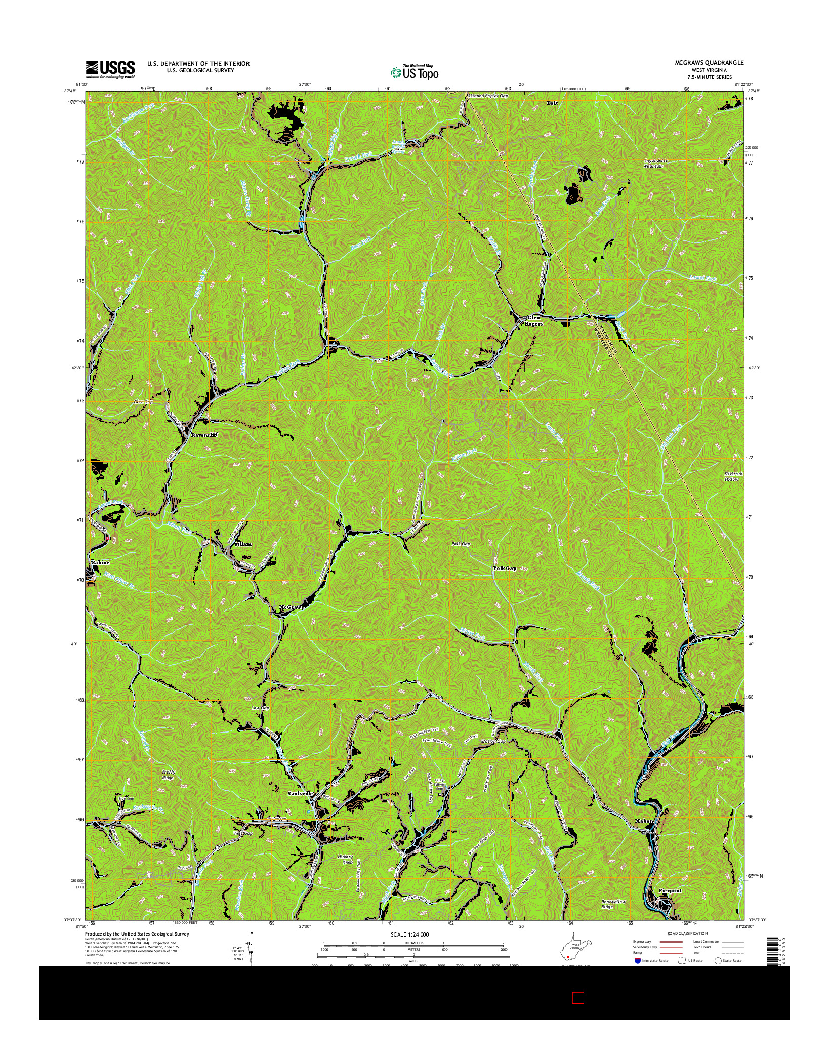 USGS US TOPO 7.5-MINUTE MAP FOR MCGRAWS, WV 2016