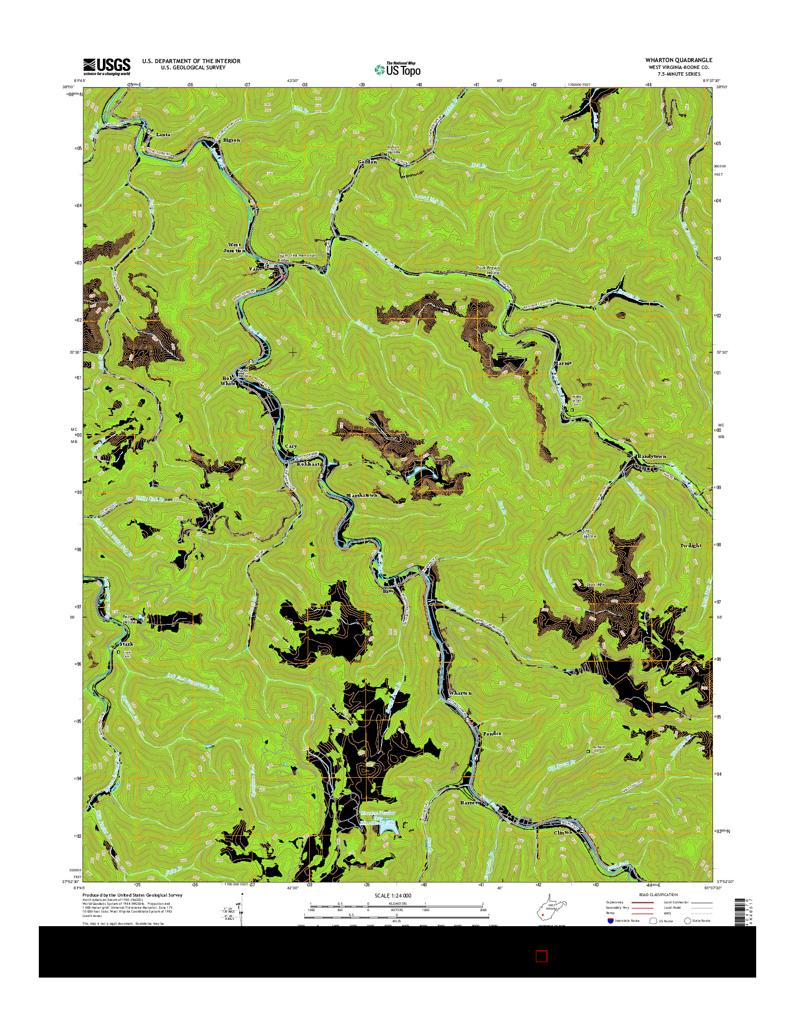 USGS US TOPO 7.5-MINUTE MAP FOR WHARTON, WV 2016