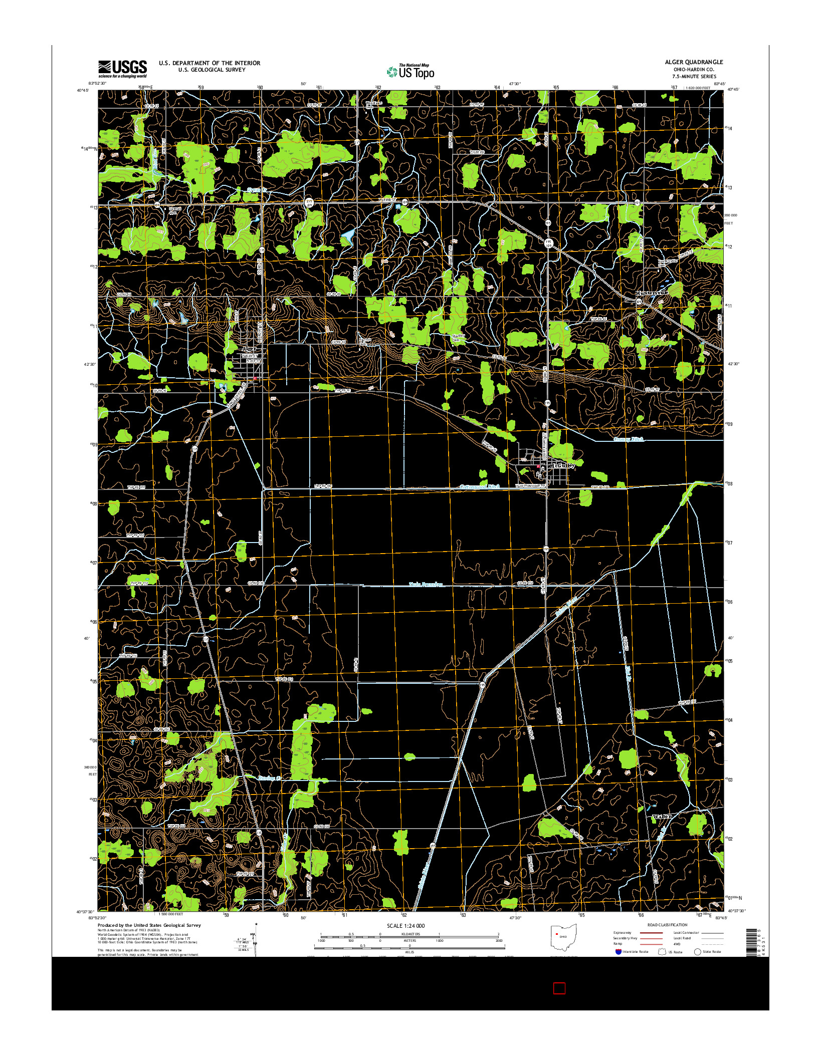 USGS US TOPO 7.5-MINUTE MAP FOR ALGER, OH 2016