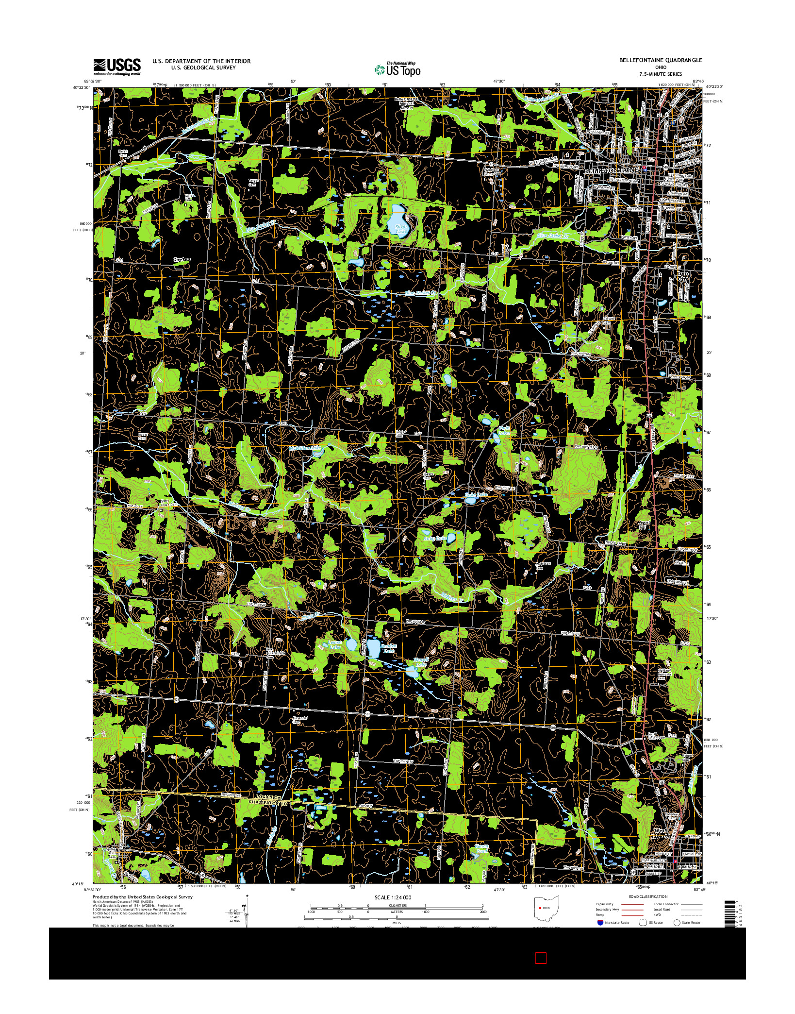 USGS US TOPO 7.5-MINUTE MAP FOR BELLEFONTAINE, OH 2016