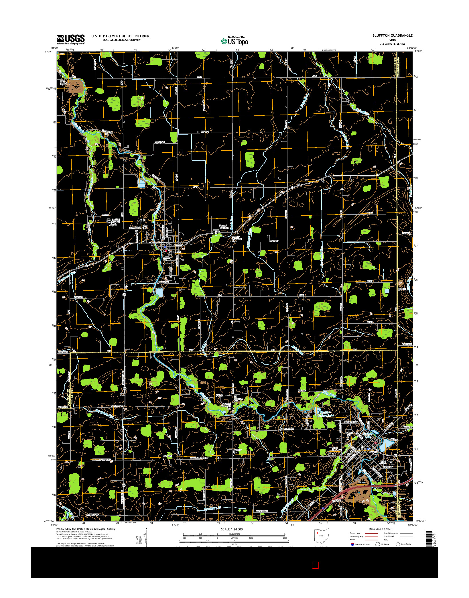 USGS US TOPO 7.5-MINUTE MAP FOR BLUFFTON, OH 2016