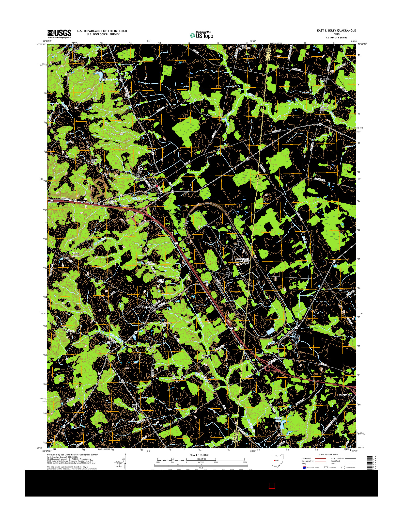 USGS US TOPO 7.5-MINUTE MAP FOR EAST LIBERTY, OH 2016
