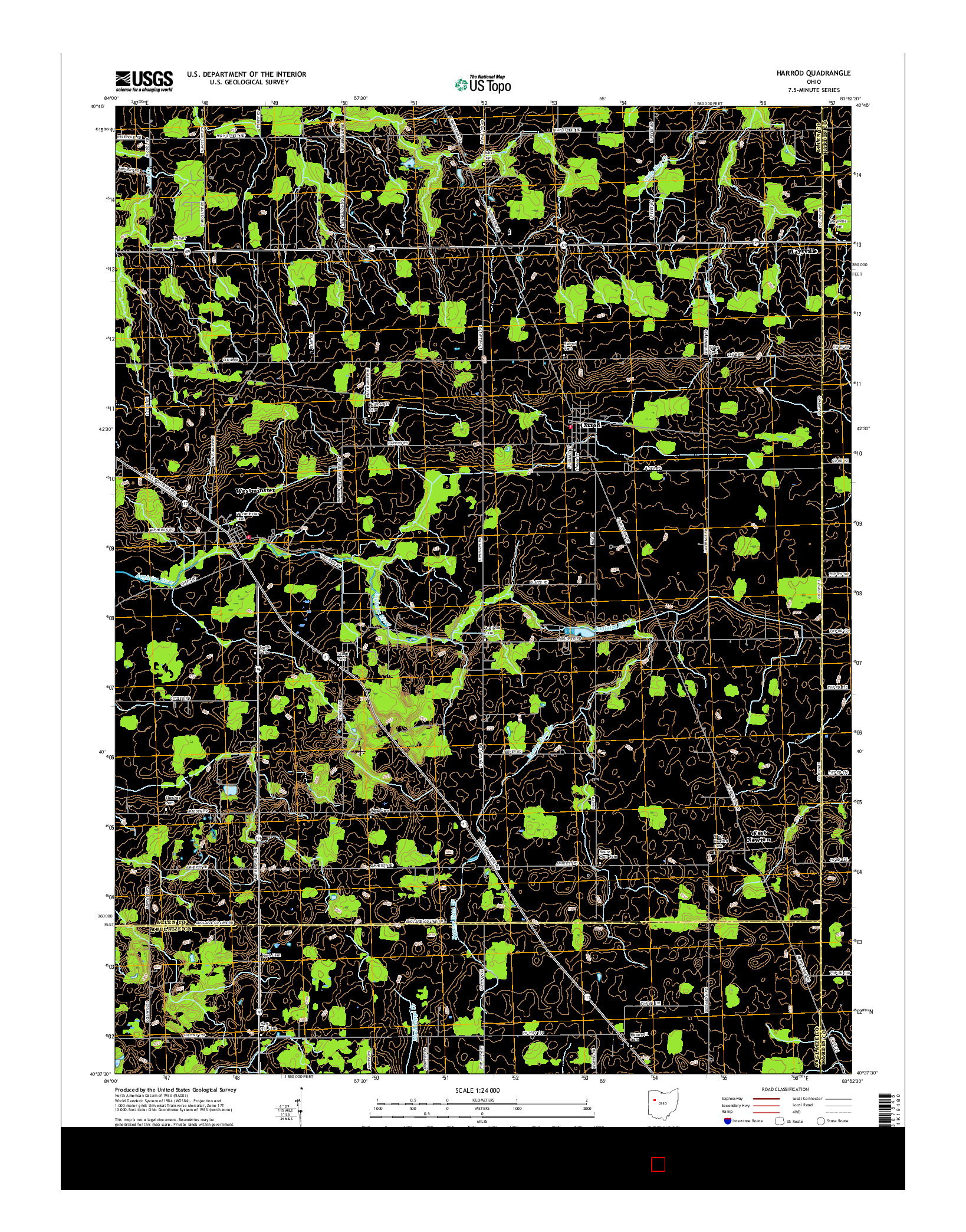 USGS US TOPO 7.5-MINUTE MAP FOR HARROD, OH 2016