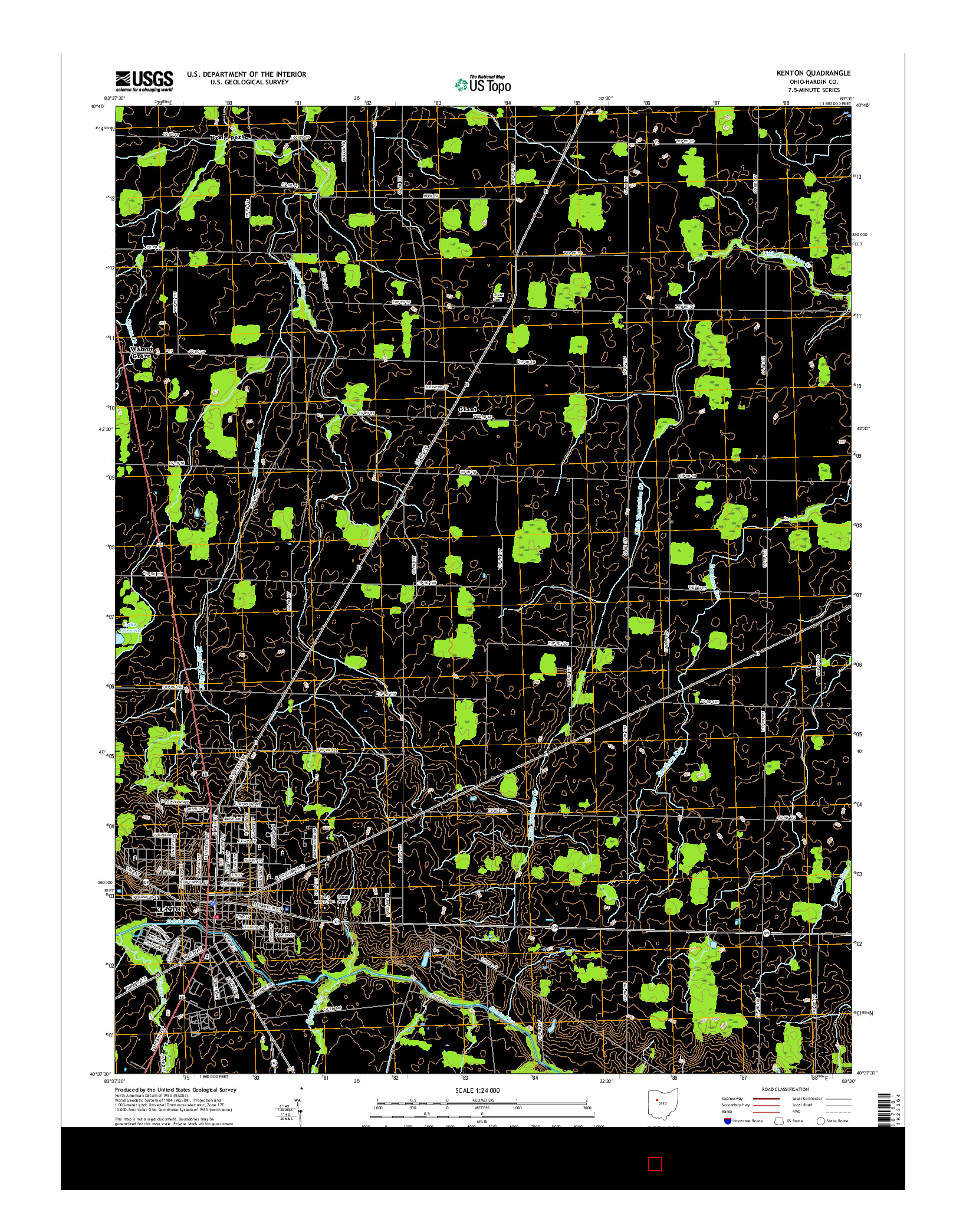 USGS US TOPO 7.5-MINUTE MAP FOR KENTON, OH 2016