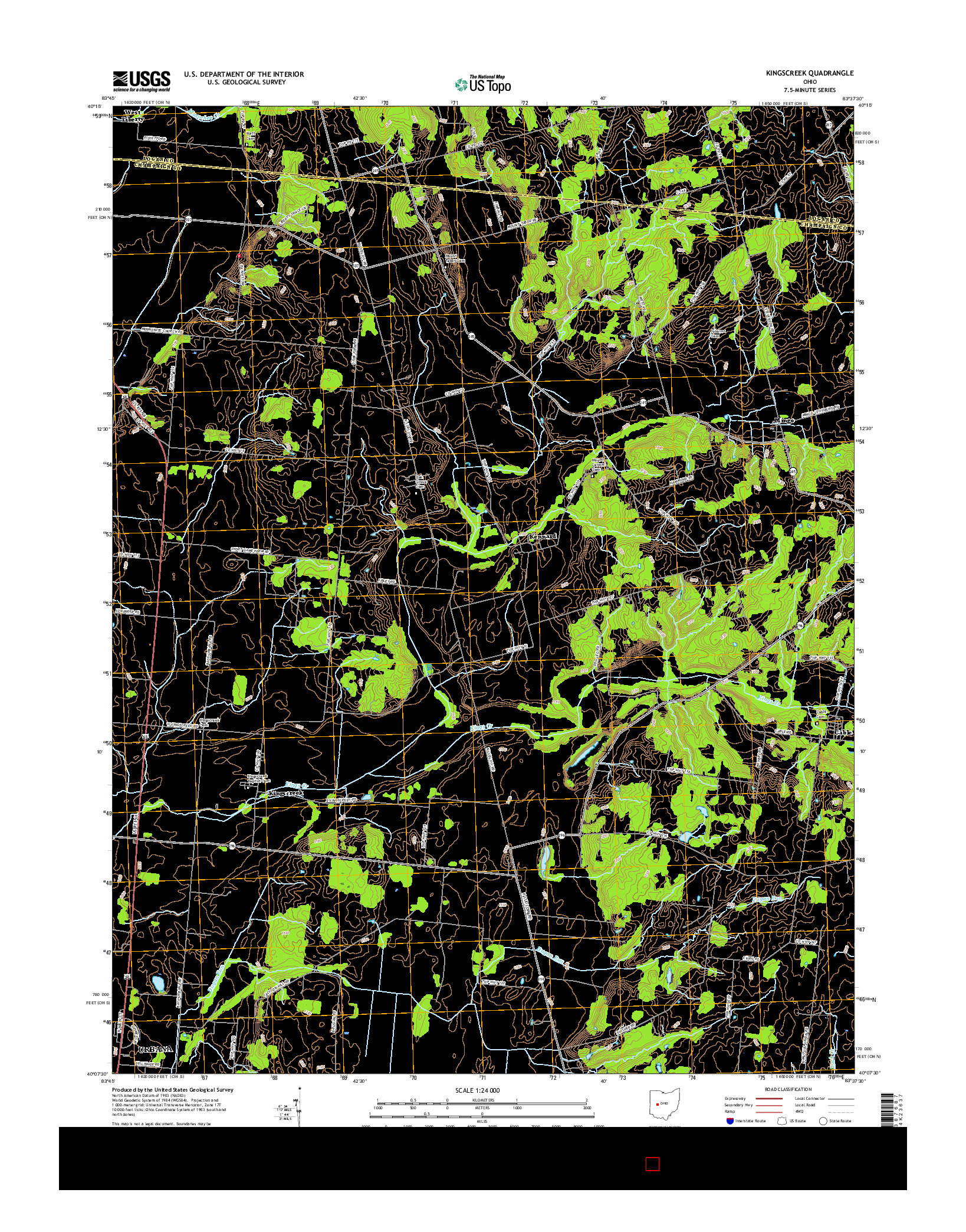 USGS US TOPO 7.5-MINUTE MAP FOR KINGSCREEK, OH 2016