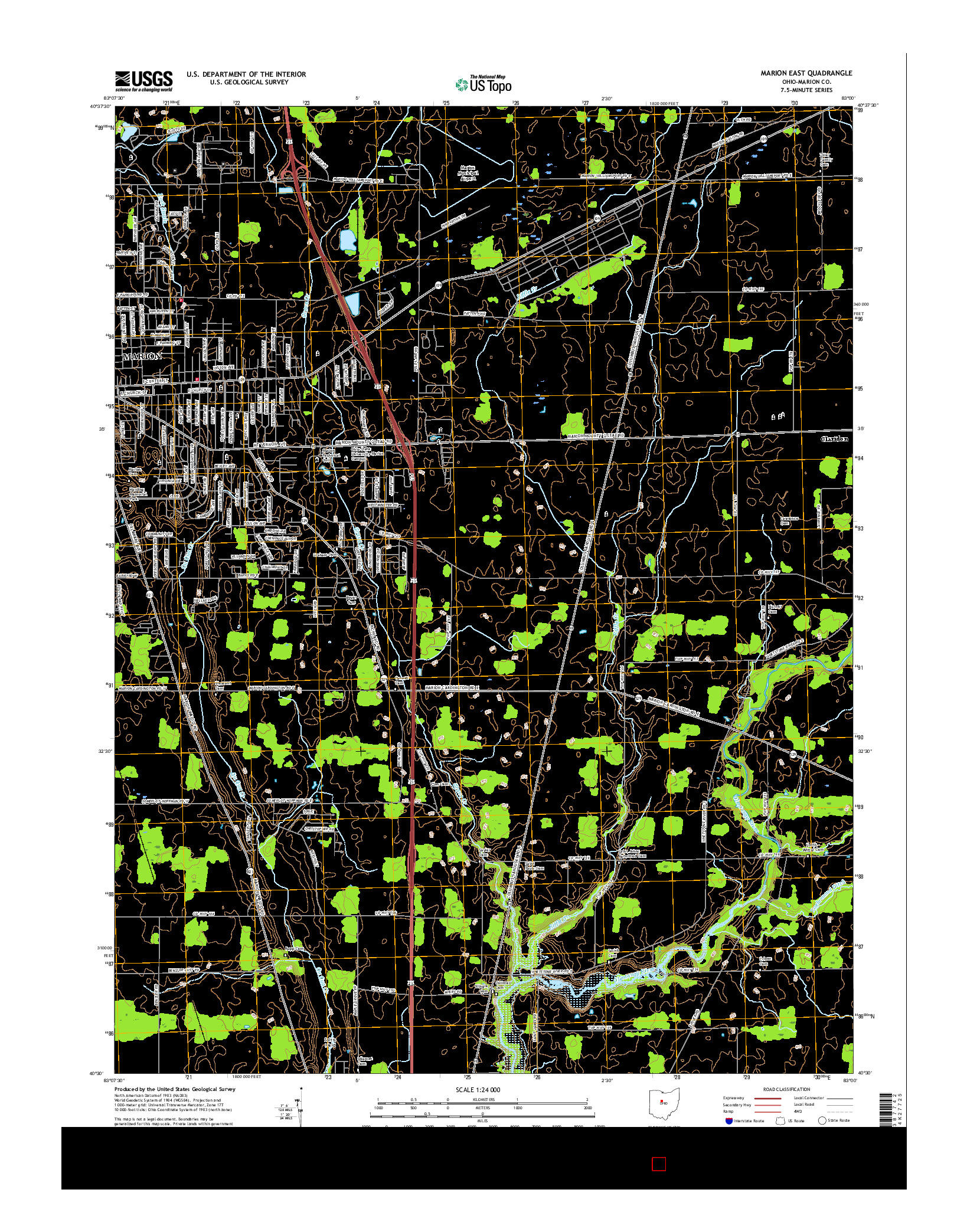 USGS US TOPO 7.5-MINUTE MAP FOR MARION EAST, OH 2016