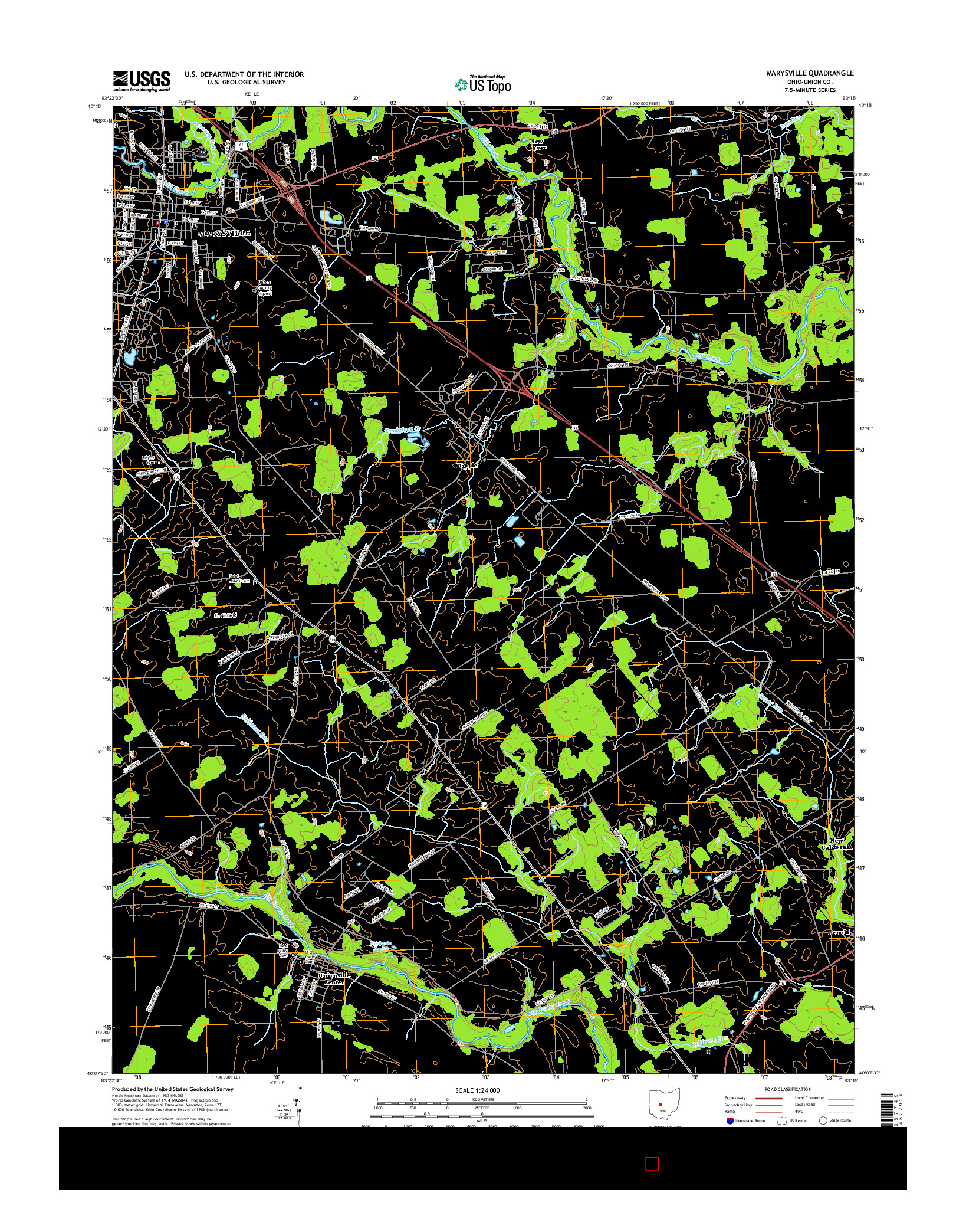 USGS US TOPO 7.5-MINUTE MAP FOR MARYSVILLE, OH 2016