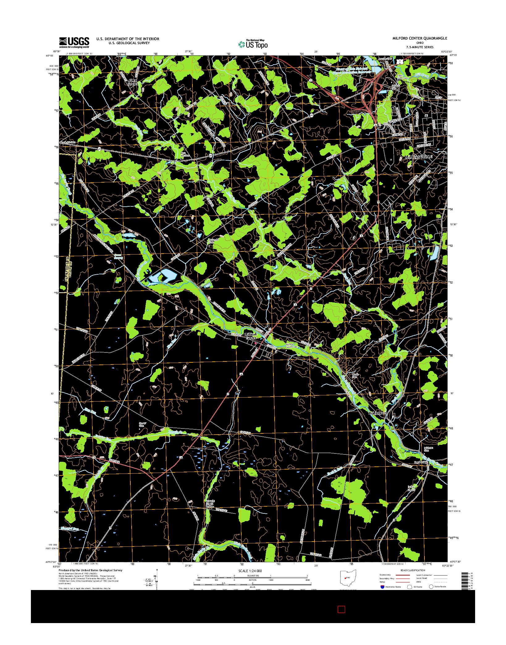 USGS US TOPO 7.5-MINUTE MAP FOR MILFORD CENTER, OH 2016