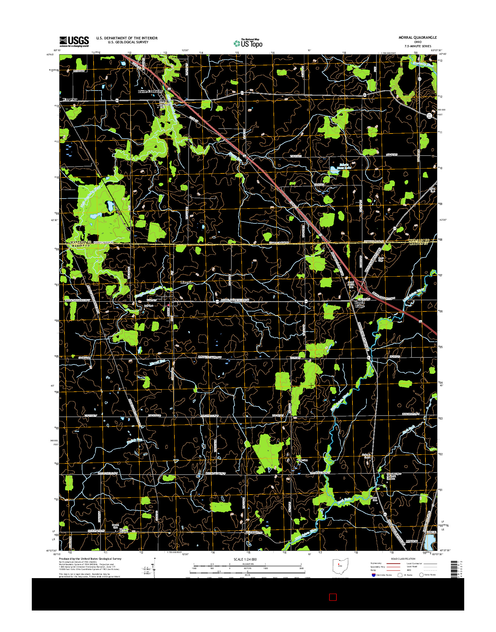 USGS US TOPO 7.5-MINUTE MAP FOR MORRAL, OH 2016