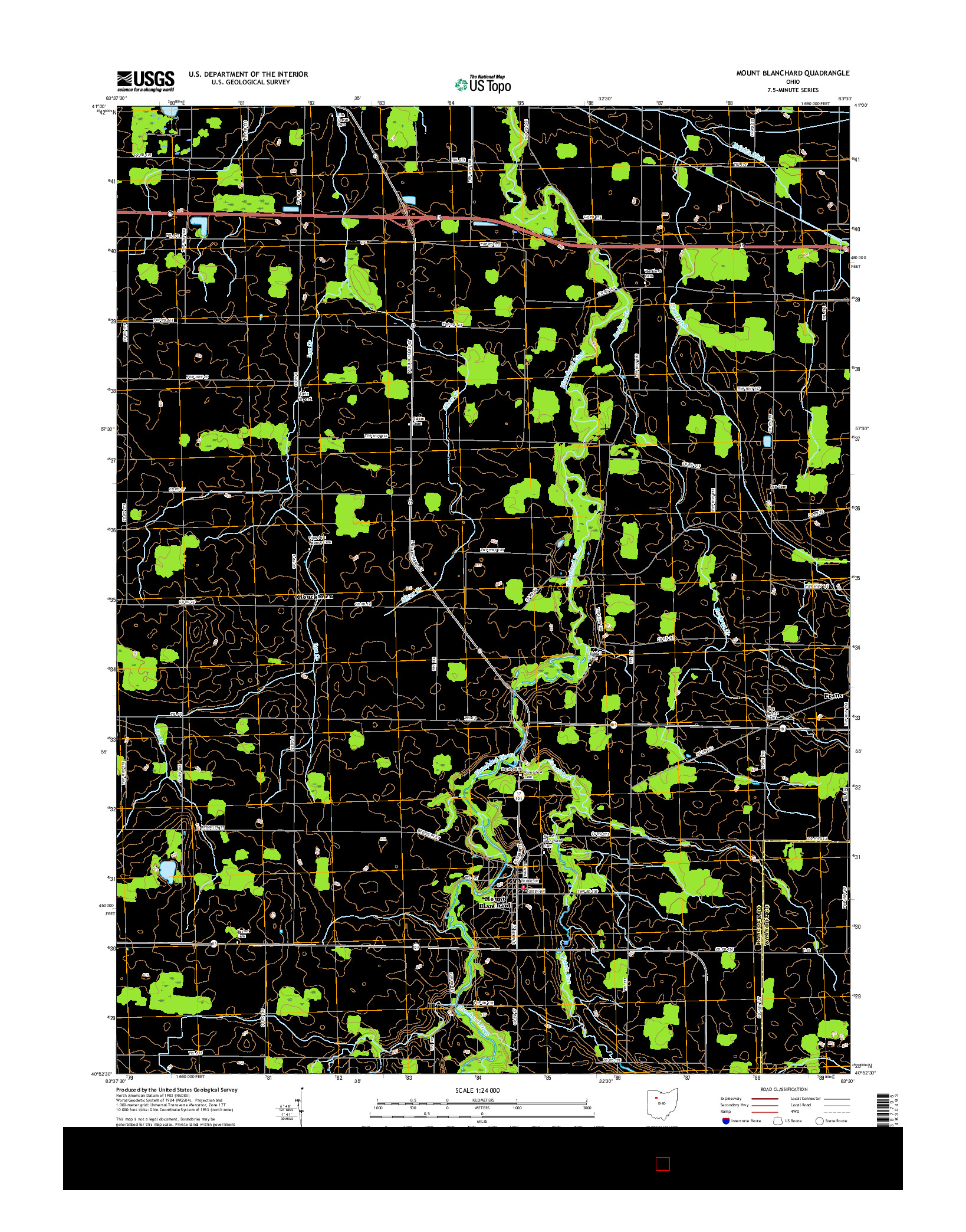 USGS US TOPO 7.5-MINUTE MAP FOR MOUNT BLANCHARD, OH 2016