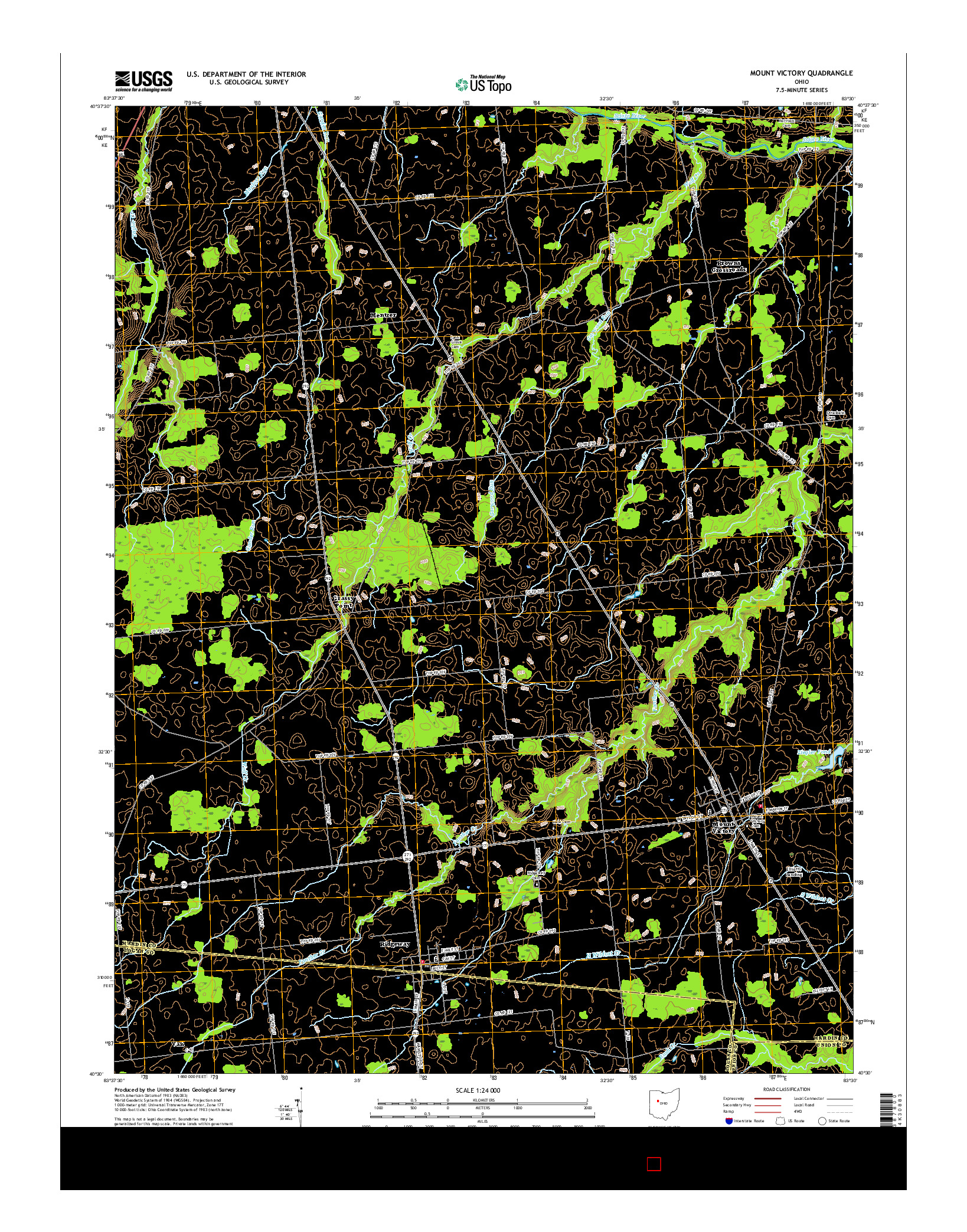 USGS US TOPO 7.5-MINUTE MAP FOR MOUNT VICTORY, OH 2016